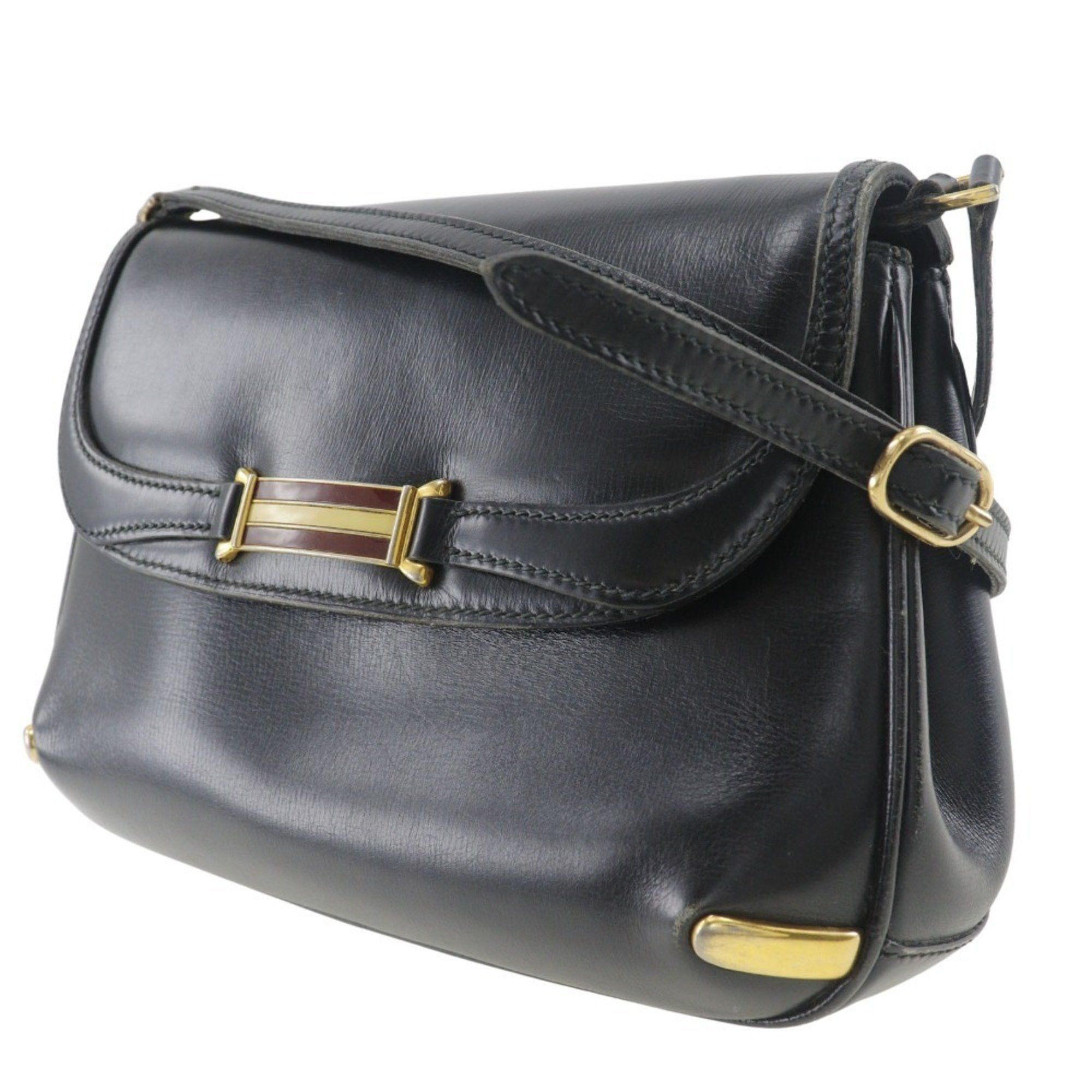 Gucci GUCCI Old Gucci Shoulder Bag Sherry Line Clutch Calf Black 2way Snap Button Women's Size ONE SIZE - 2 Thumbnail