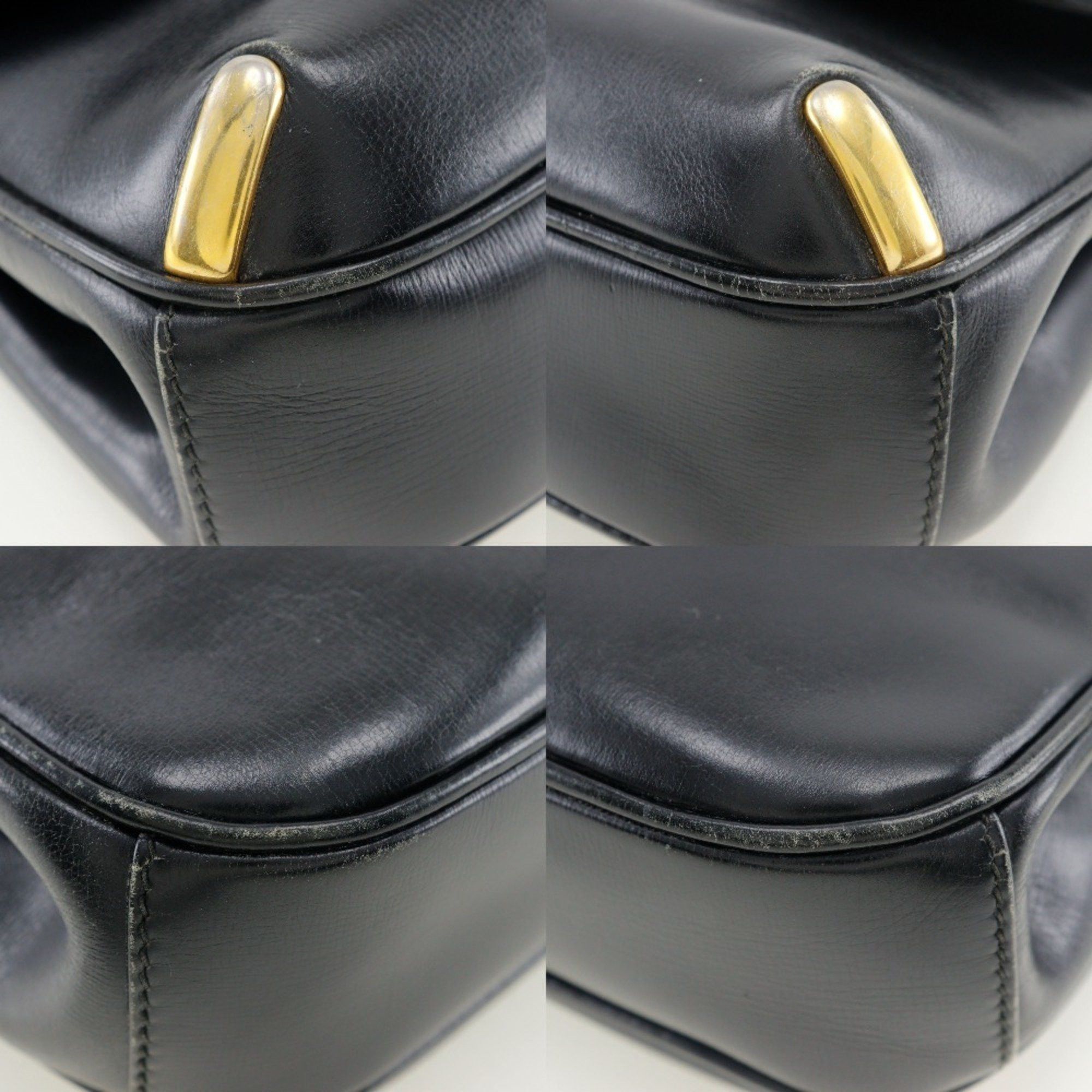 Gucci GUCCI Old Gucci Shoulder Bag Sherry Line Clutch Calf Black 2way Snap Button Women's Size ONE SIZE - 4 Thumbnail