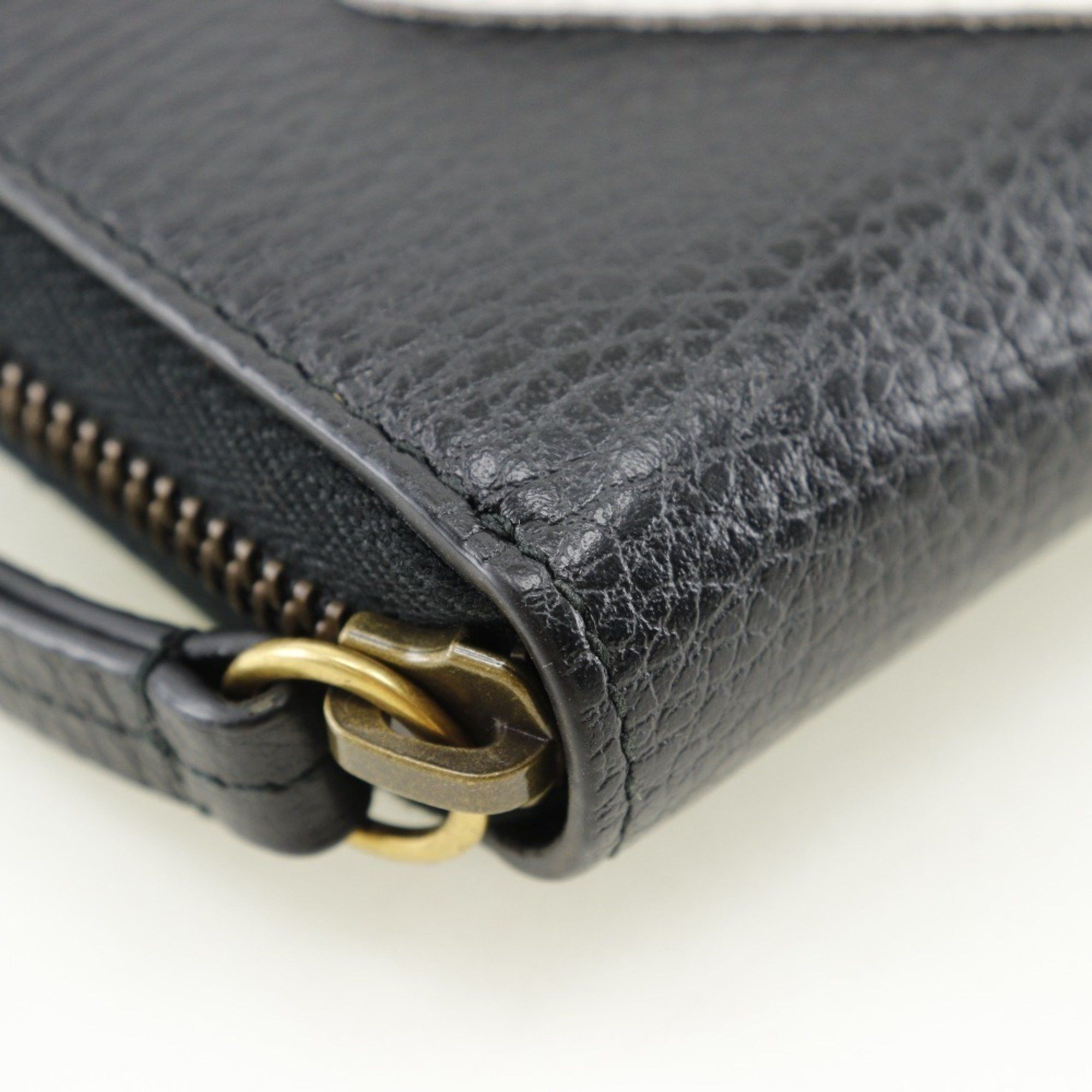 Gucci GUCCI Round Long Wallet Embroidered GG Marmont 474584 Leather Black Zip Around Unisex Size ONE SIZE - 4 Thumbnail