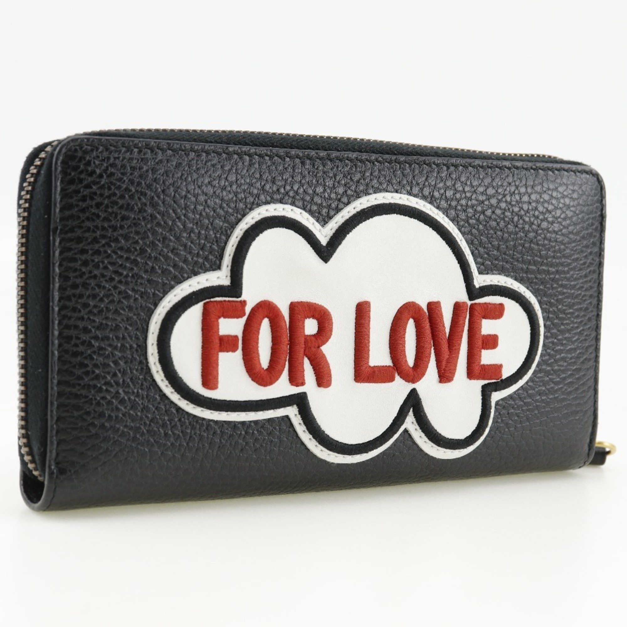 Gucci GUCCI Round Long Wallet Embroidered GG Marmont 474584 Leather Black Zip Around Unisex Size ONE SIZE - 3 Thumbnail