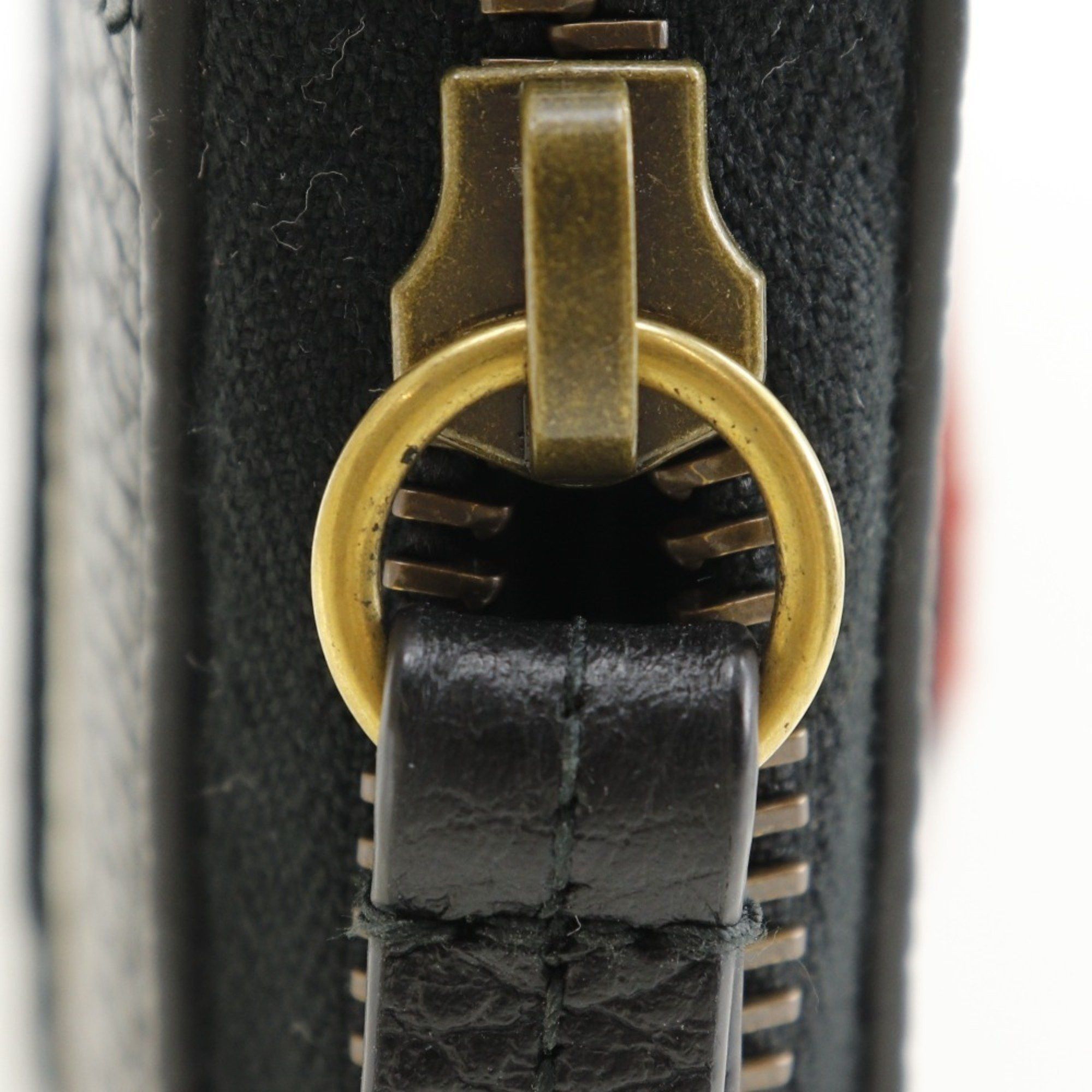 Gucci GUCCI Round Long Wallet Embroidered GG Marmont 474584 Leather Black Zip Around Unisex Size ONE SIZE - 10 Thumbnail
