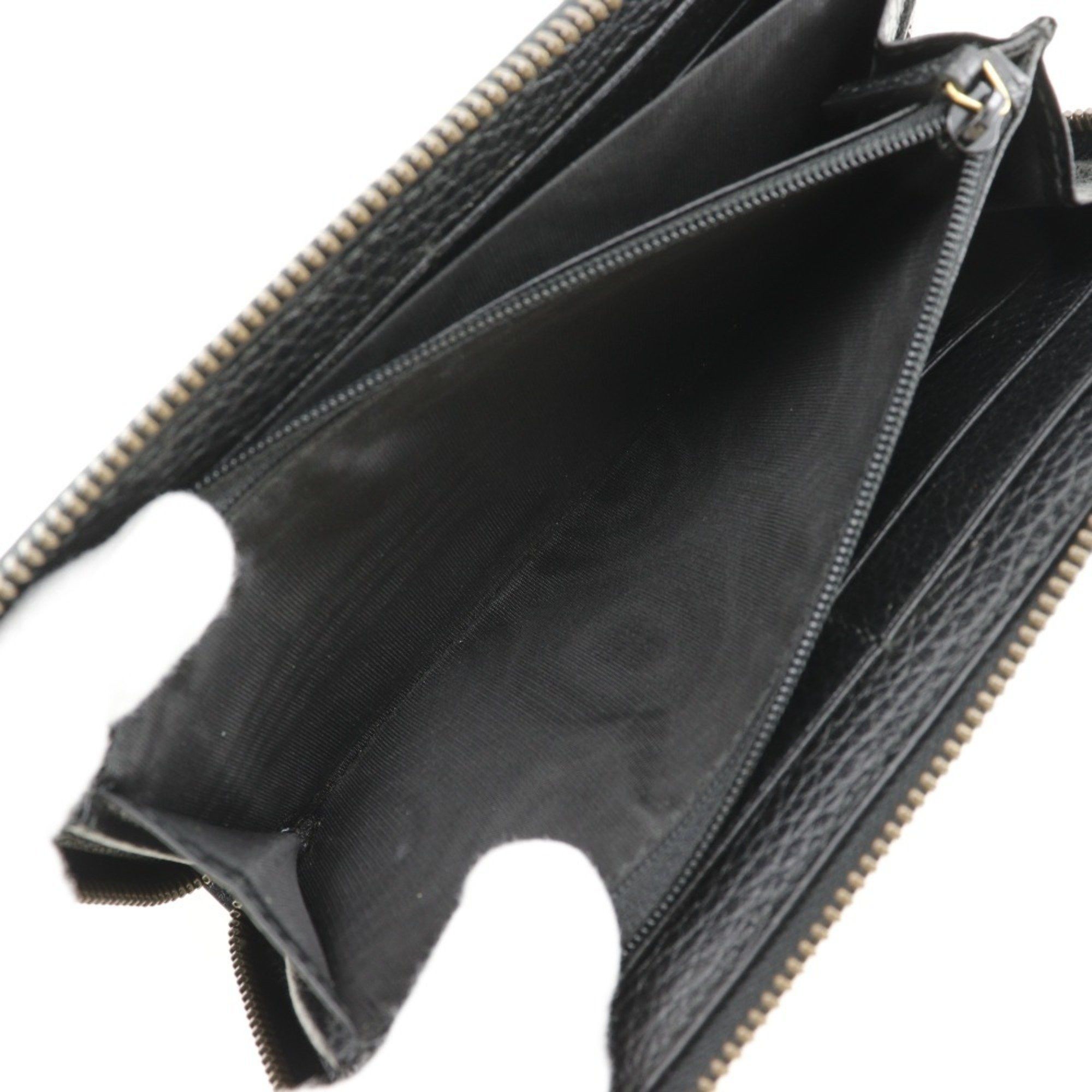 Gucci GUCCI Round Long Wallet Embroidered GG Marmont 474584 Leather Black Zip Around Unisex Size ONE SIZE - 7 Thumbnail
