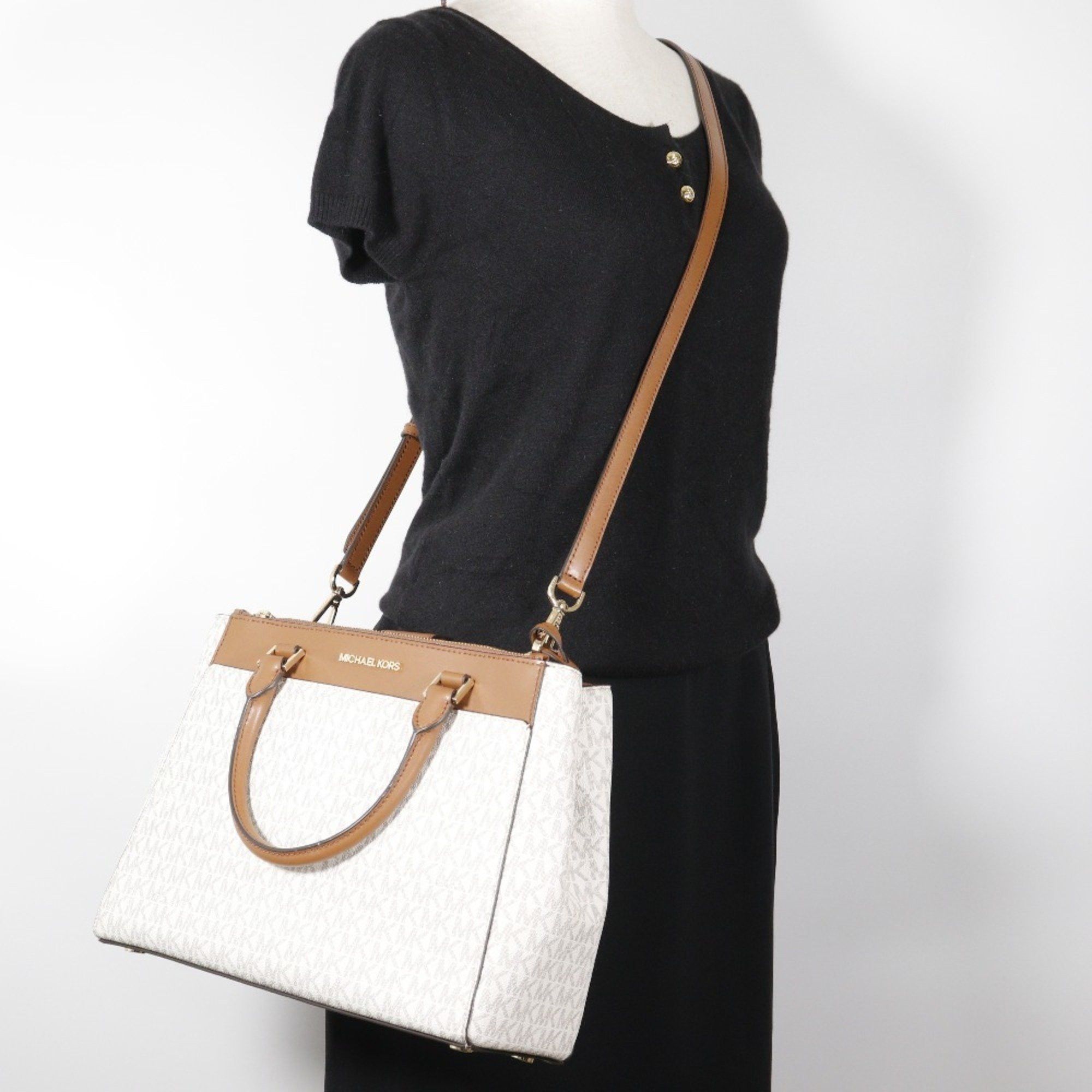 Michael Kors Michael Kors Shoulder Handbag 35T9GAKS3B PVC Off-White 2way A5 Type Women's Size ONE SIZE - 9 Thumbnail