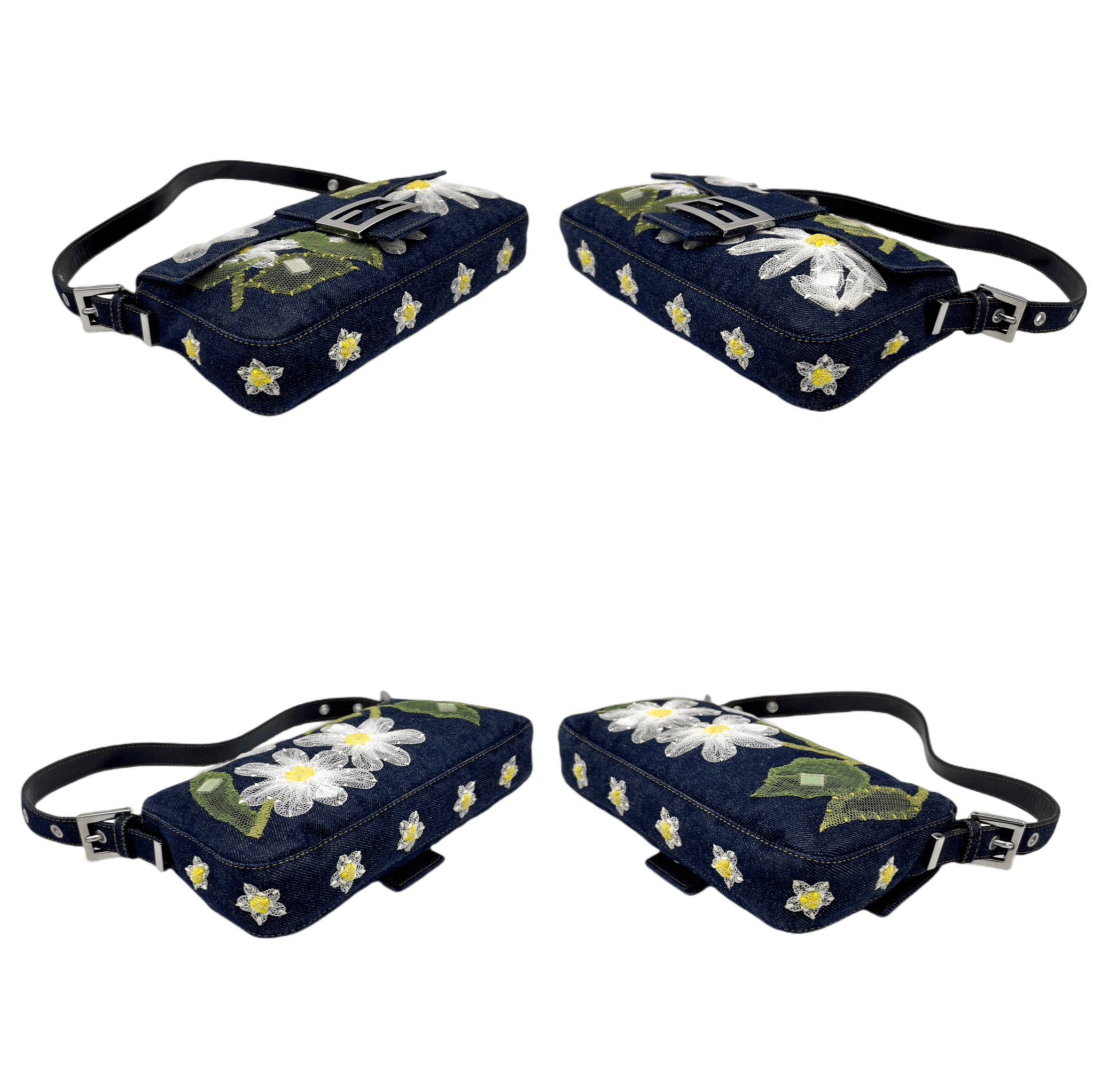 Fendi Fendi Denim Mesh Flower Mamma Bucket Pm Shoulder Bag Size ONE SIZE - 6 Thumbnail