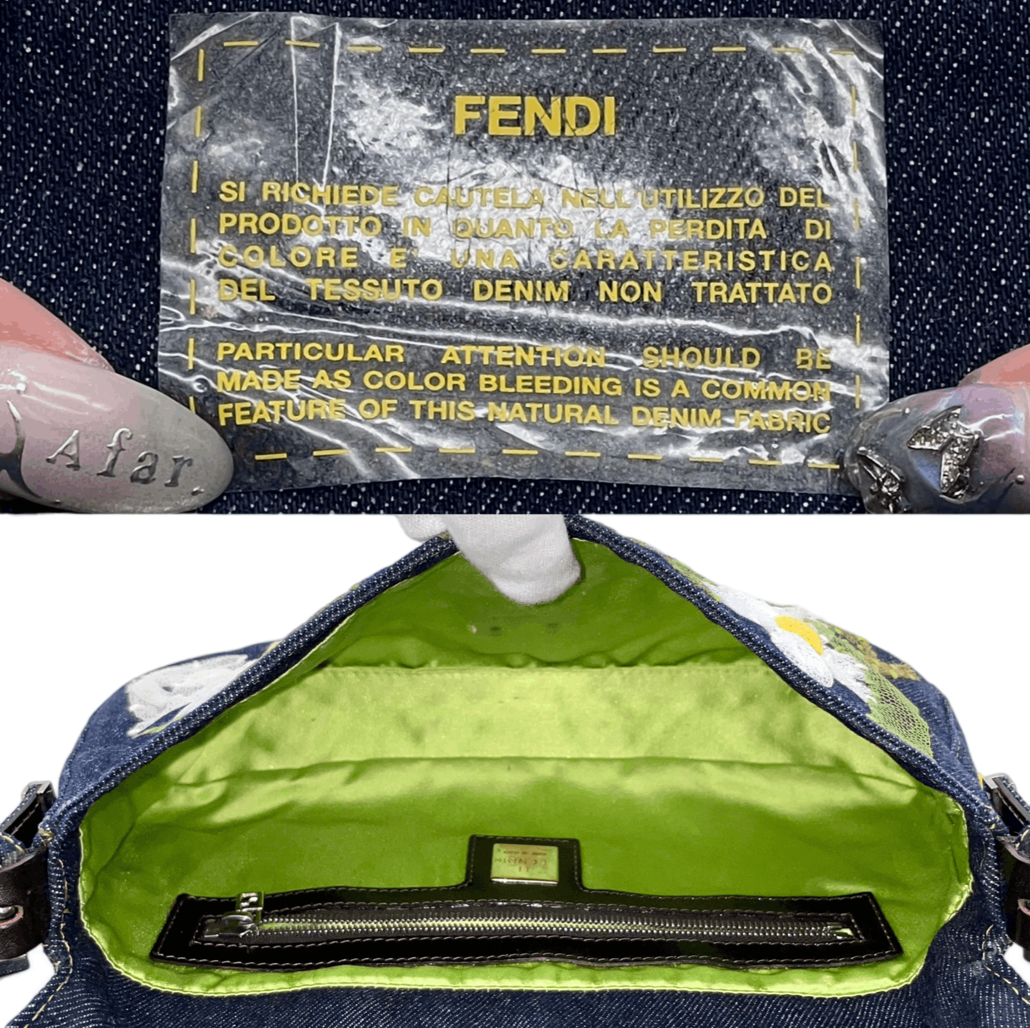 Fendi Fendi Denim Mesh Flower Mamma Bucket Pm Shoulder Bag Size ONE SIZE - 12 Thumbnail