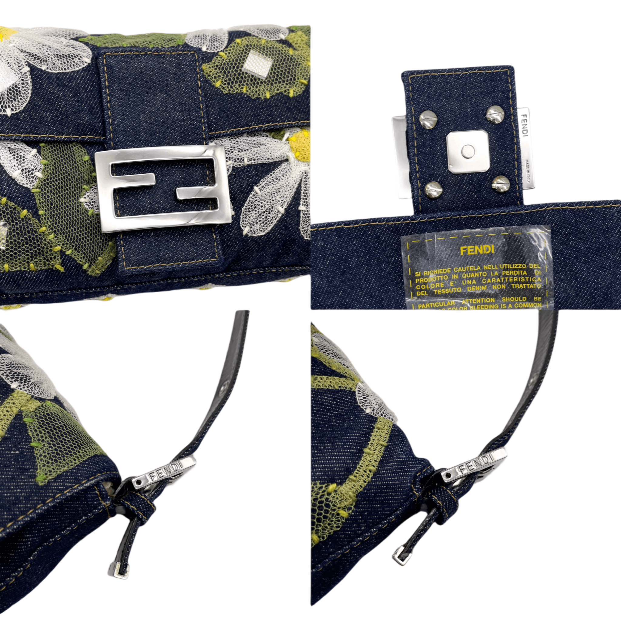 Fendi Fendi Denim Mesh Flower Mamma Bucket Pm Shoulder Bag Size ONE SIZE - 9 Thumbnail