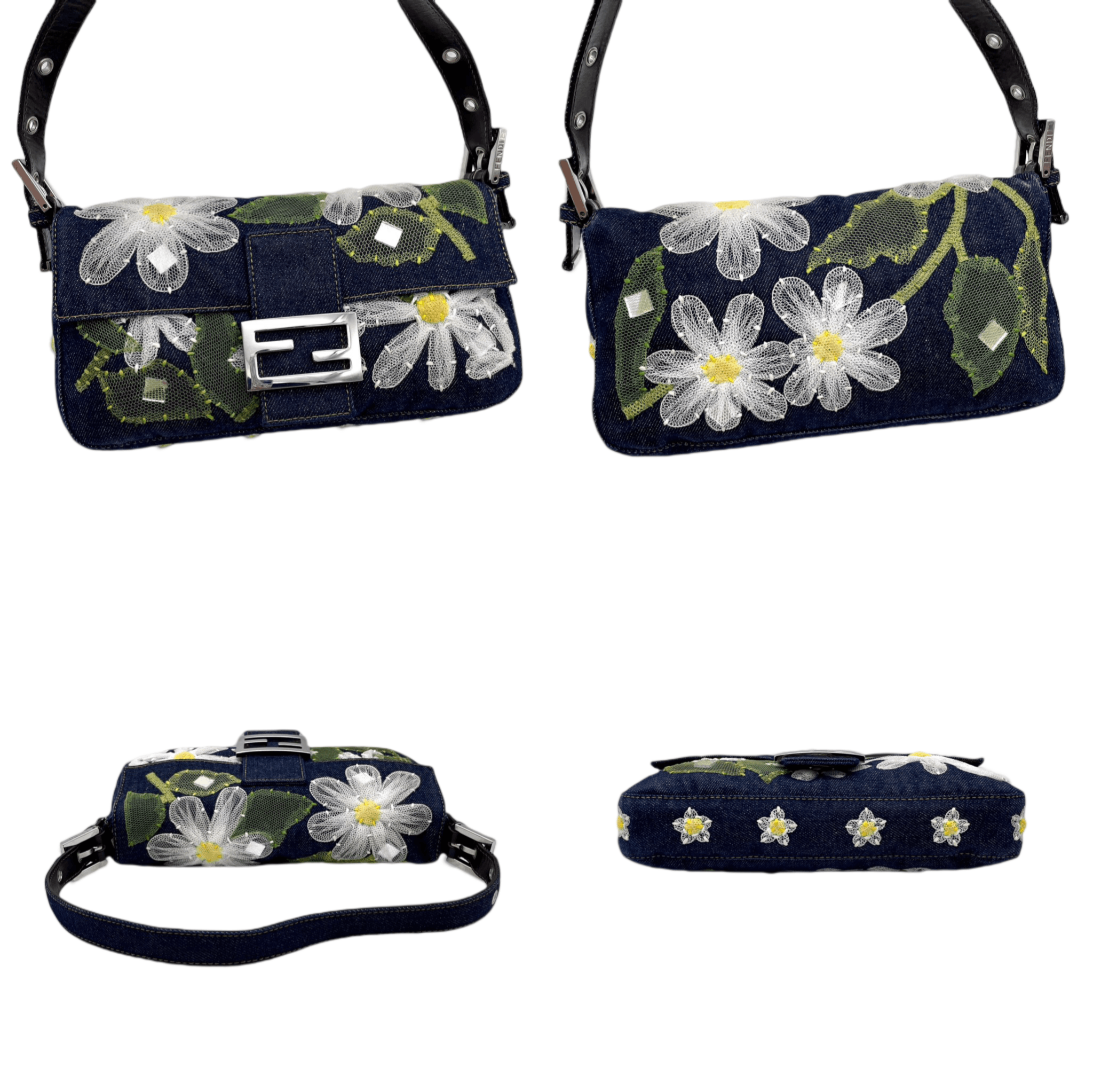 Fendi Fendi Denim Mesh Flower Mamma Bucket Pm Shoulder Bag Size ONE SIZE - 5 Thumbnail
