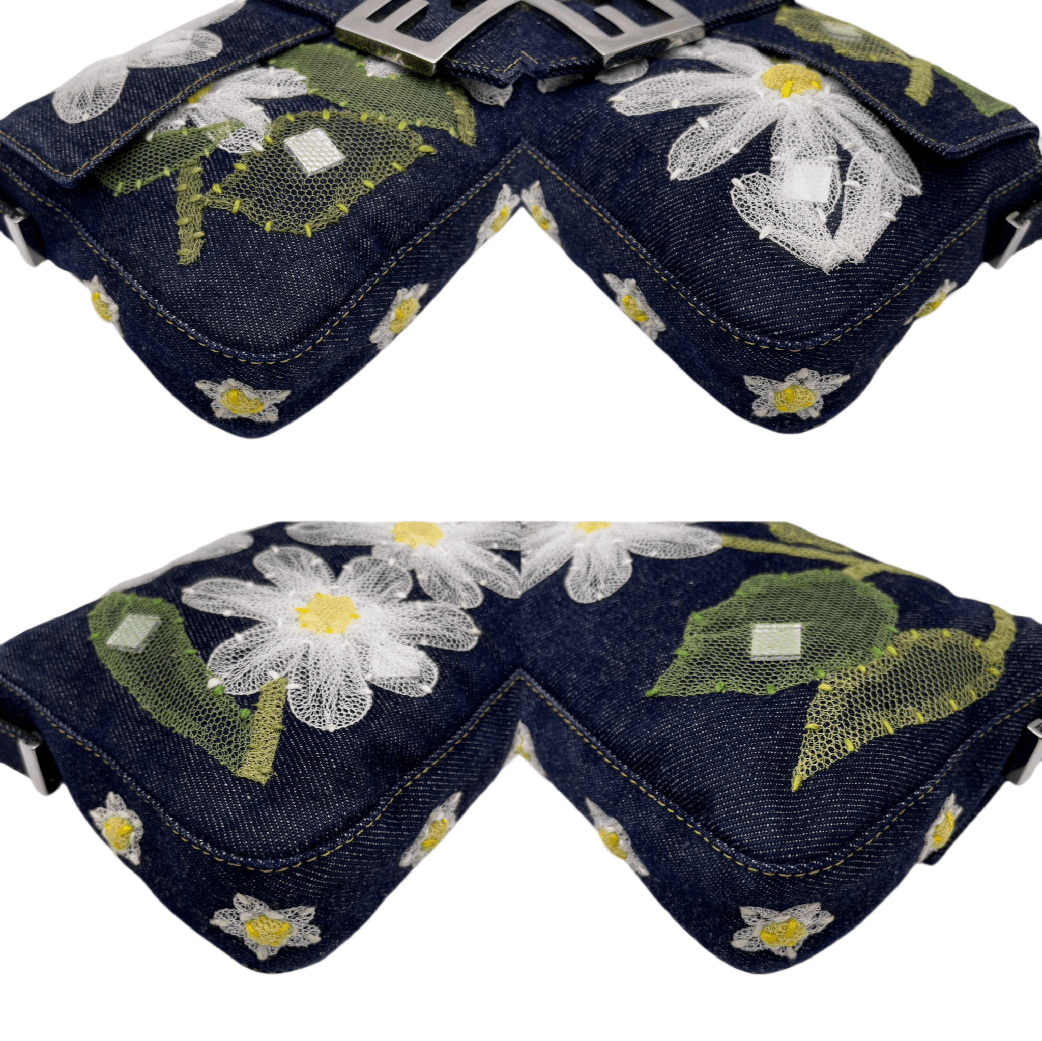 Fendi Fendi Denim Mesh Flower Mamma Bucket Pm Shoulder Bag Size ONE SIZE - 7 Thumbnail