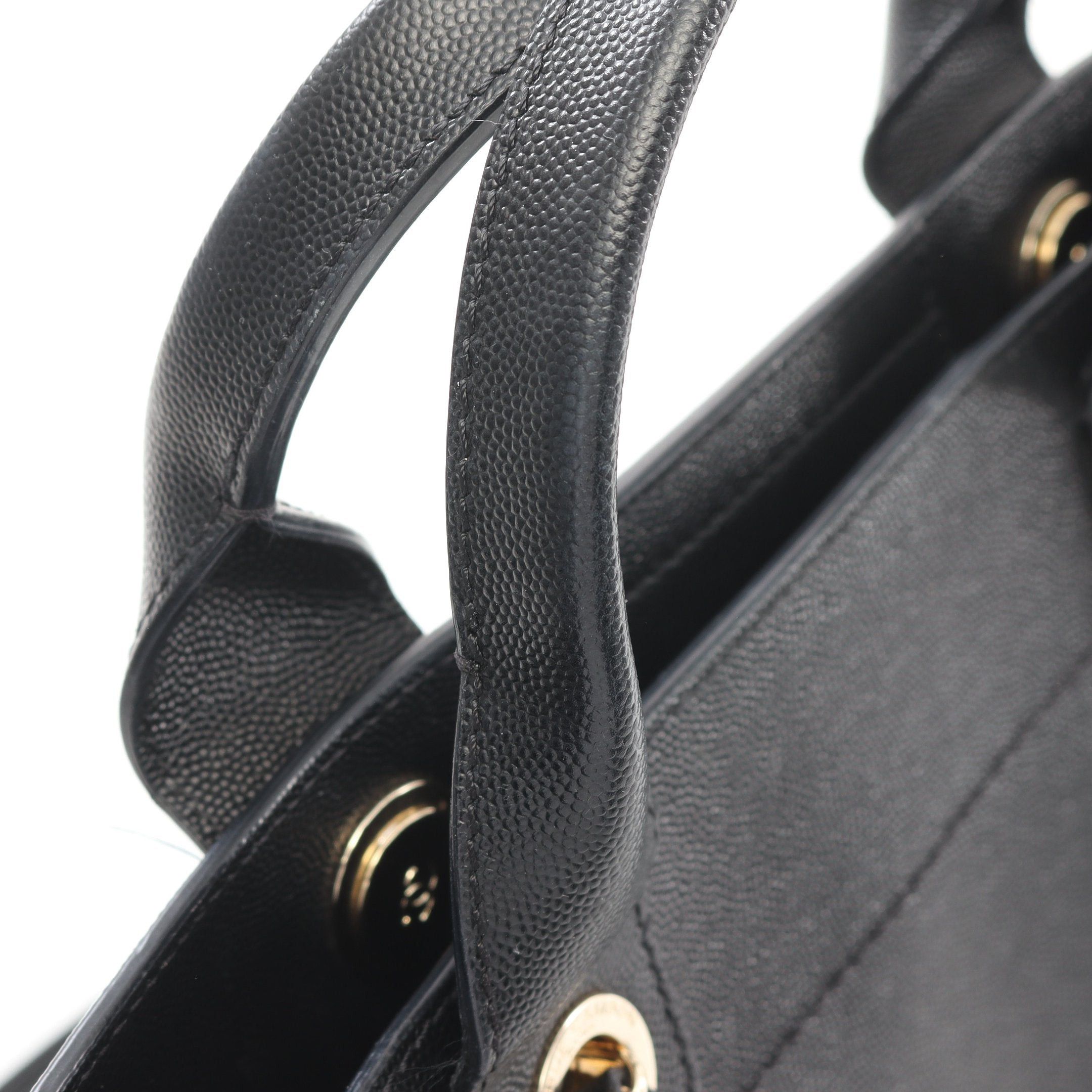 Chanel Chanel Deauville Chain Shoulder Bag Tote Caviar Skin Black Gold Hardware Studs Size ONE SIZE - 7 Thumbnail