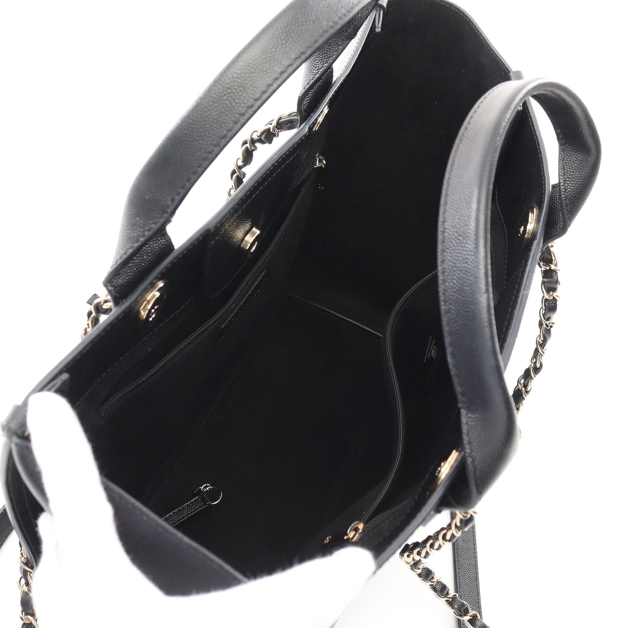 Chanel Chanel Deauville Chain Shoulder Bag Tote Caviar Skin Black Gold Hardware Studs Size ONE SIZE - 3 Thumbnail