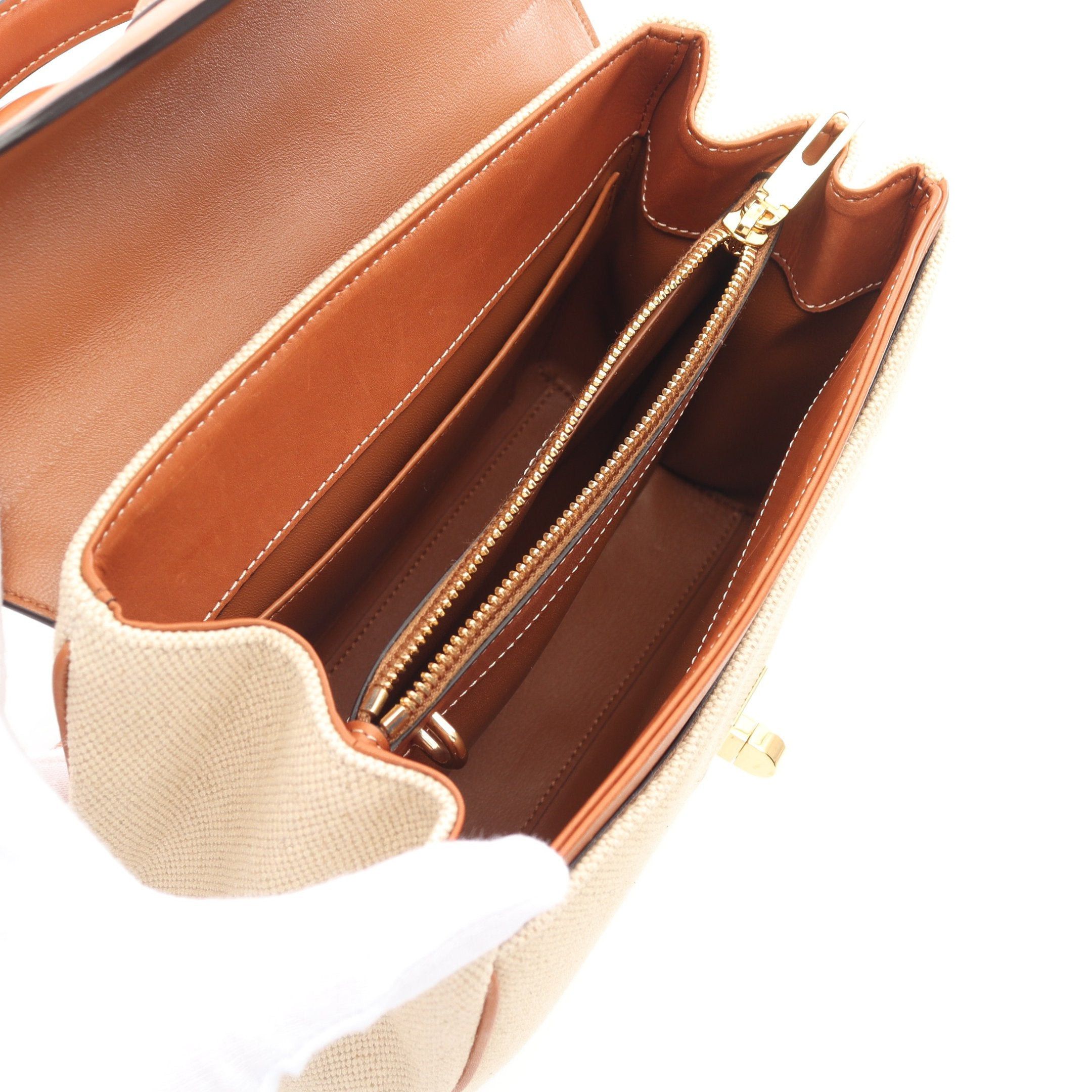 Celine Celine Small 16 Sais Handbag Canvas Leather Beige Light Brown Size ONE SIZE - 3 Thumbnail