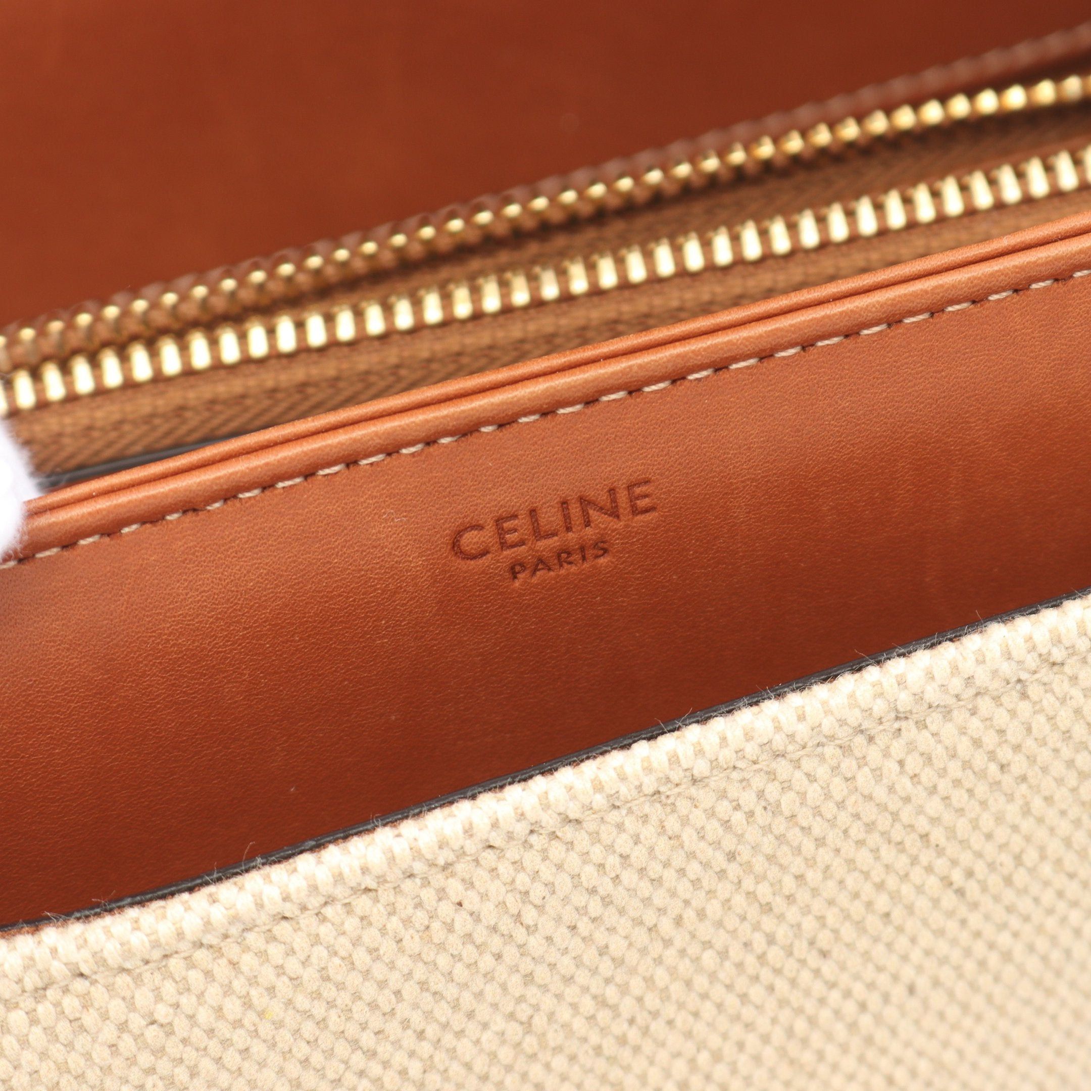 Celine Celine Small 16 Sais Handbag Canvas Leather Beige Light Brown Size ONE SIZE - 4 Thumbnail