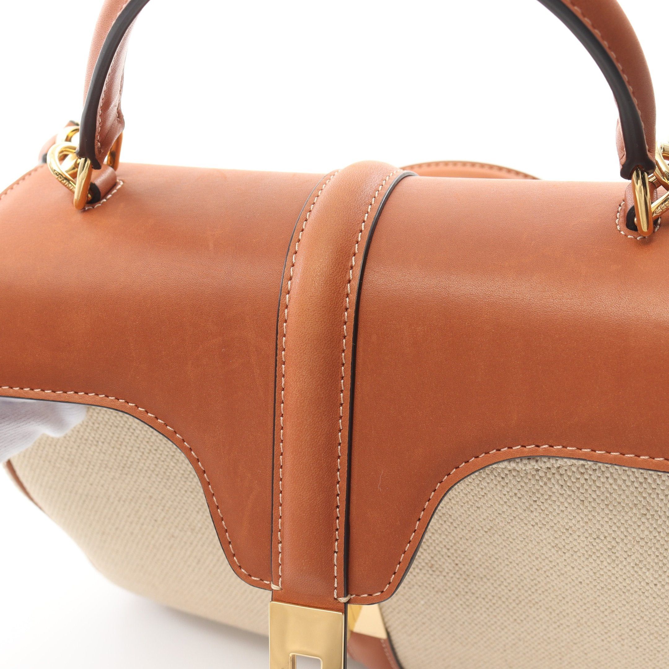 Celine Celine Small 16 Sais Handbag Canvas Leather Beige Light Brown Size ONE SIZE - 9 Thumbnail