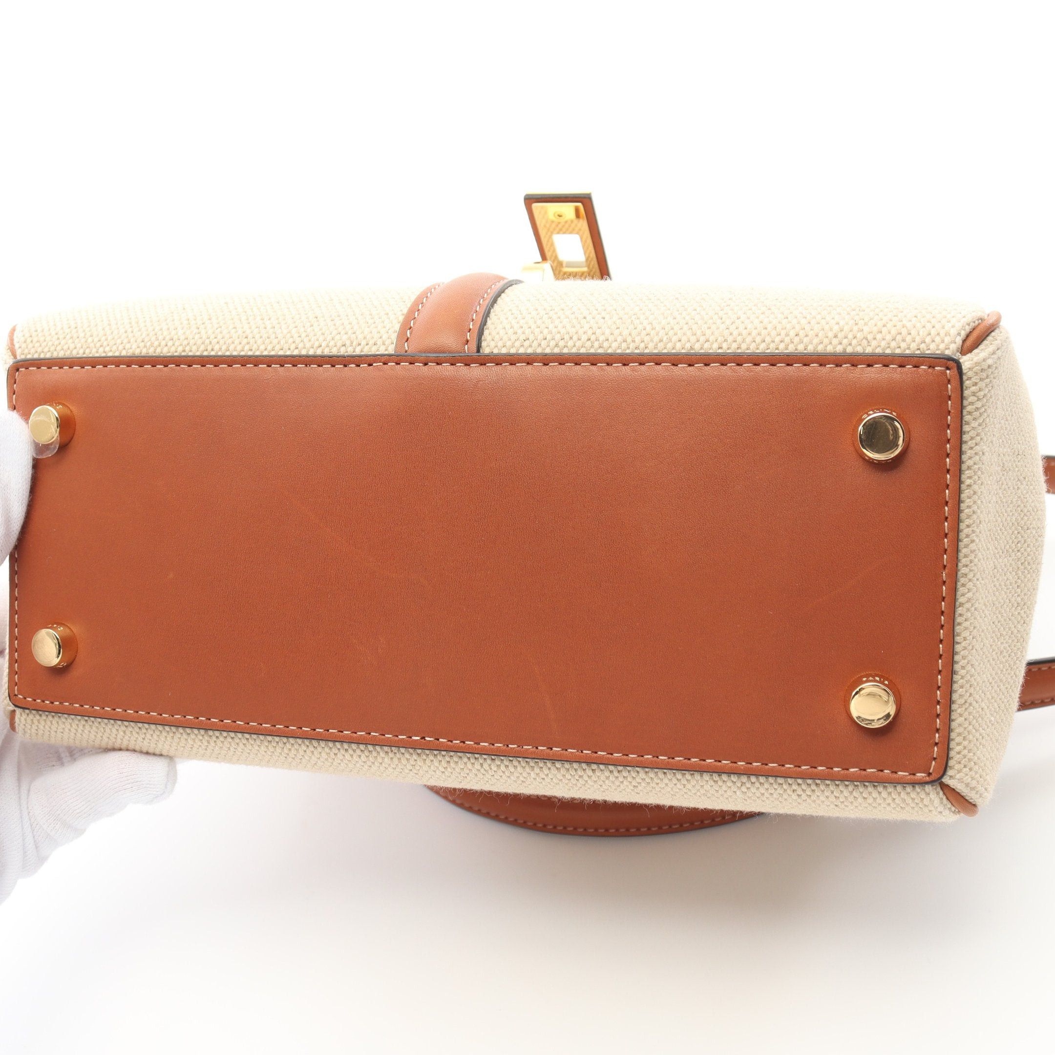 Celine Celine Small 16 Sais Handbag Canvas Leather Beige Light Brown Size ONE SIZE - 6 Thumbnail