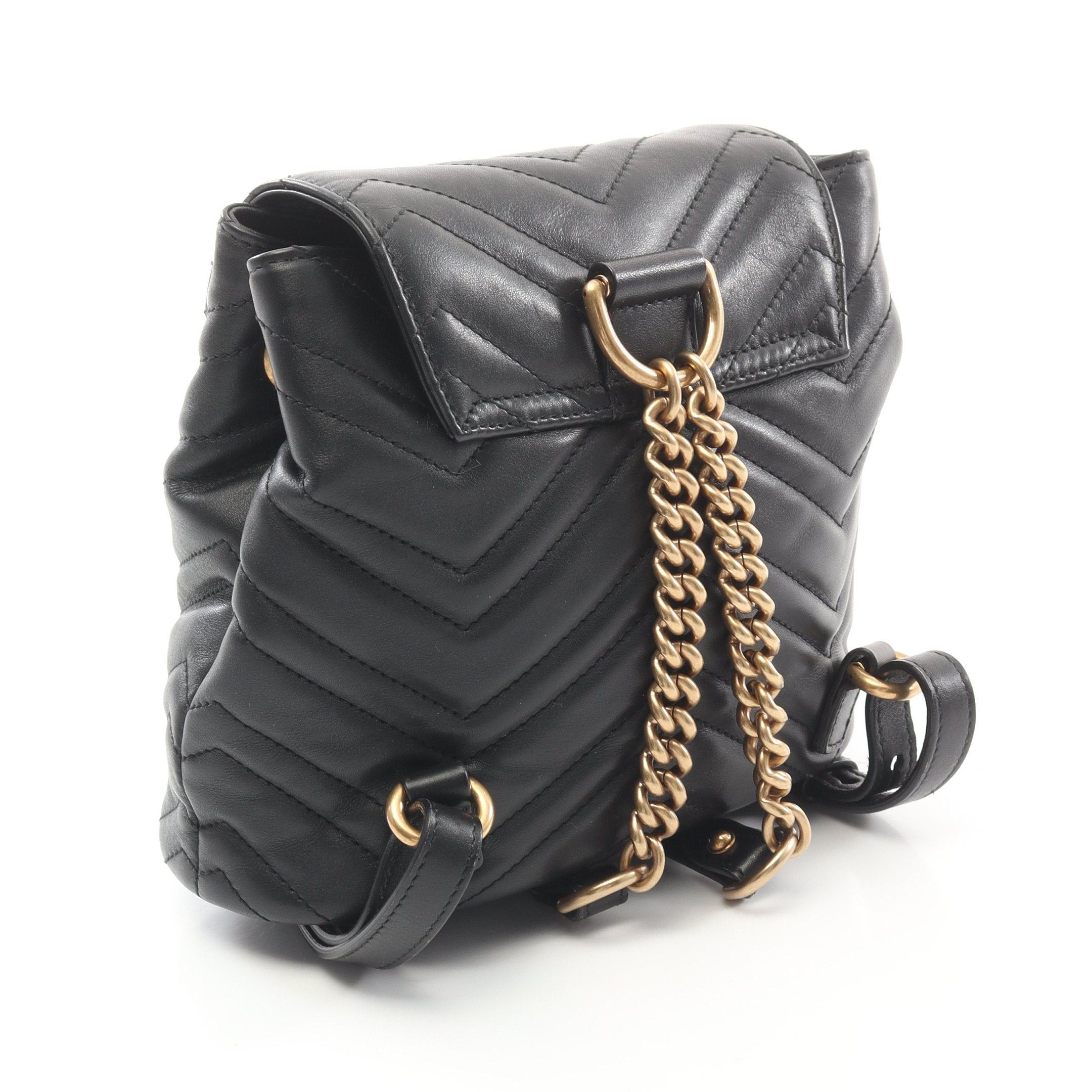 Gucci Gucci Gg Marmont Backpack Rucksack Mini Leather Black Size ONE SIZE - 2 Thumbnail