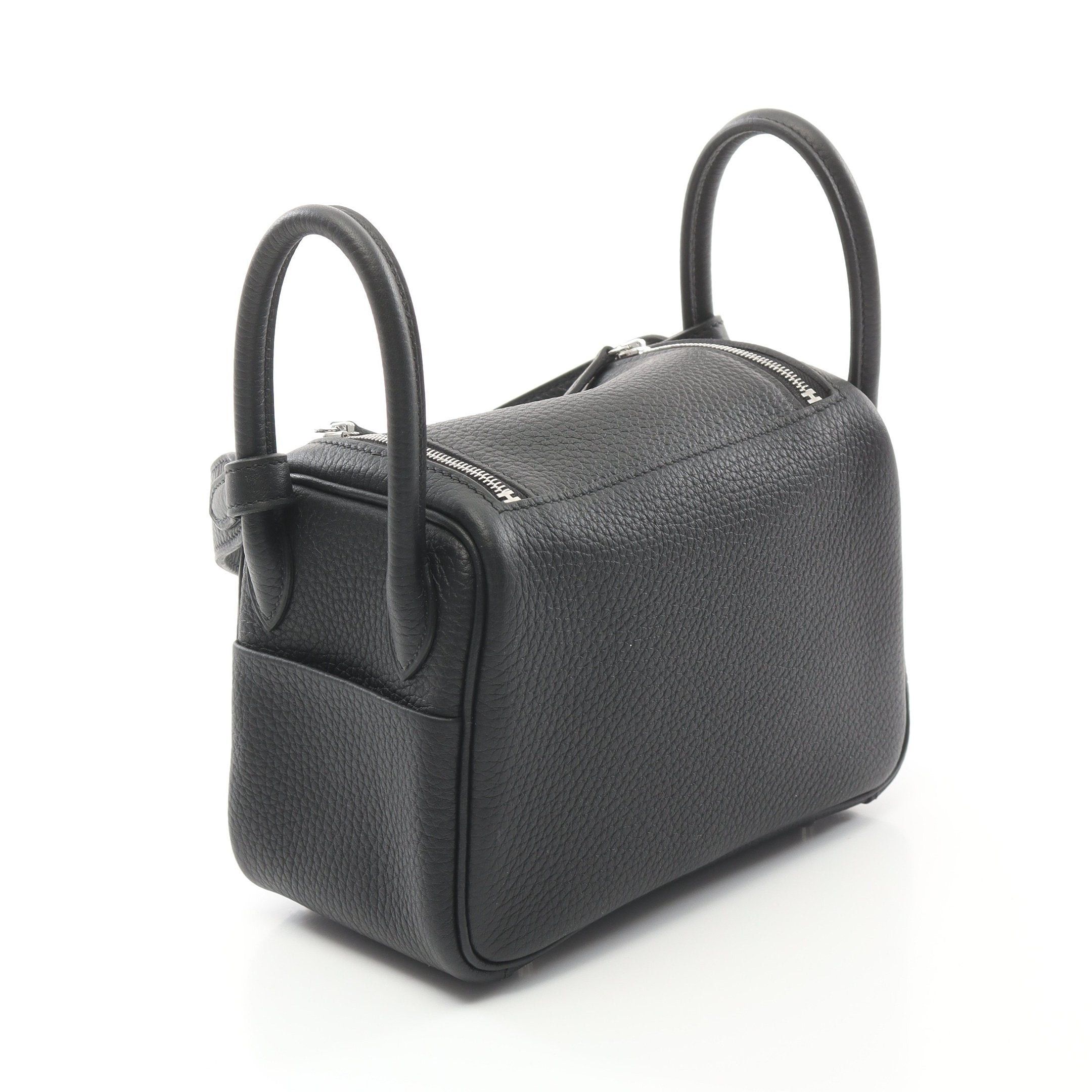 Hermes Hermes Lindy Mini Shoulder Bag Clemence Leather Black Silver Hardware Double Engraved Size ONE SIZE - 2 Thumbnail