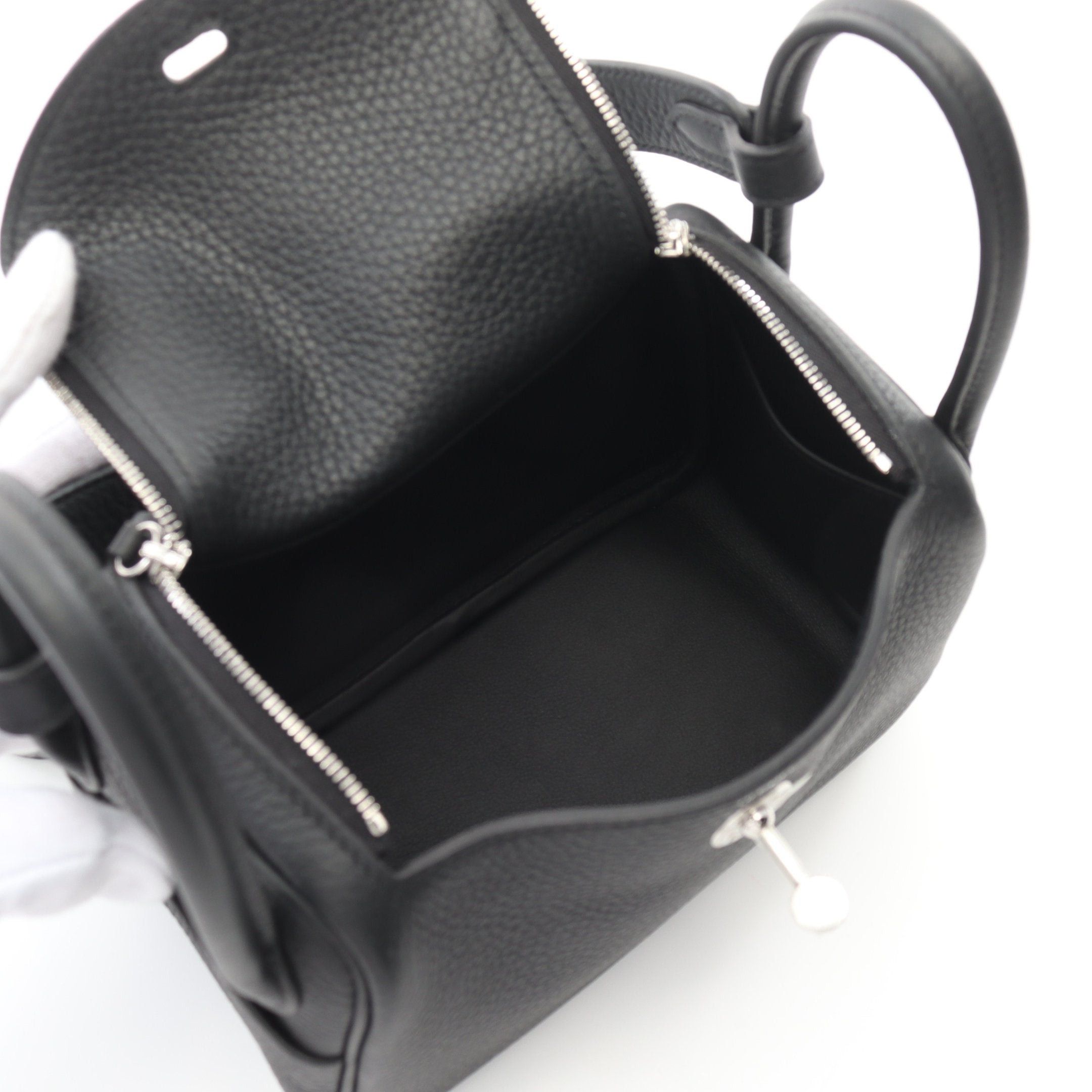 Hermes Hermes Lindy Mini Shoulder Bag Clemence Leather Black Silver Hardware Double Engraved Size ONE SIZE - 3 Thumbnail