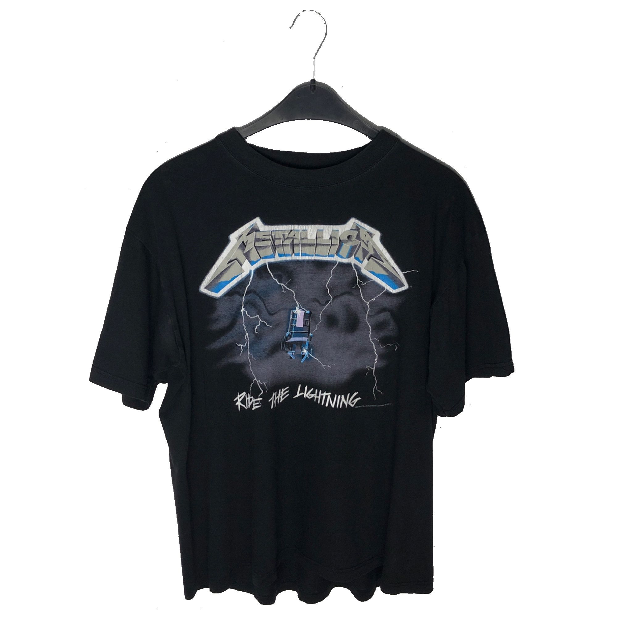 T-shirt Vintage Metallica Ride The Lightning 1994 Double Face - Taille XL, Coton Noir, Occasion Très Bon état