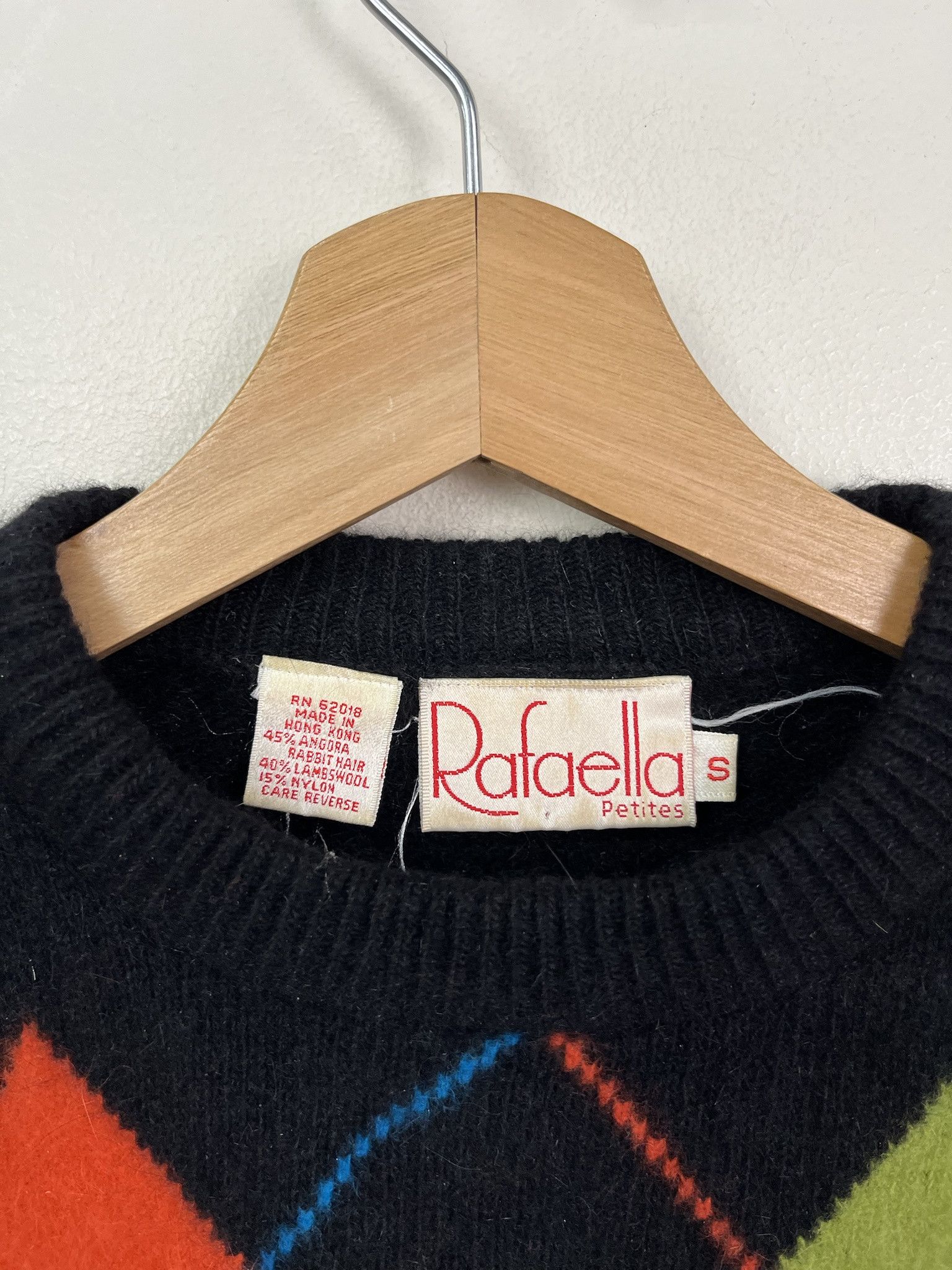Vintage Vintage 1980s Angora Rabbit Hair Argyle Knit Sweater Size S Size US S / EU 44-46 / 1 - 2 Thumbnail