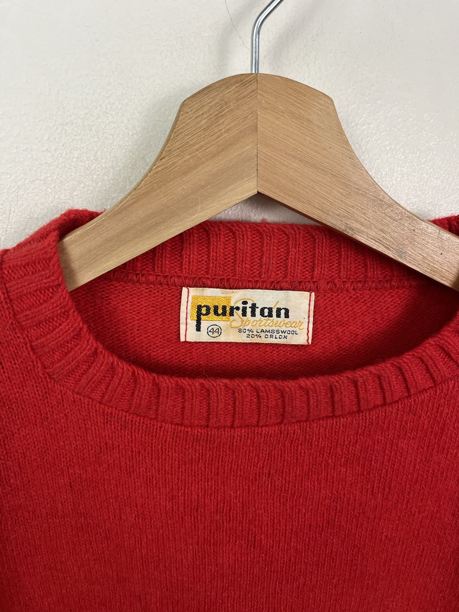 Vintage Vintage 1980s Knit Sweater Puritan Red Solid Knit Wool Sweater Size M (44) Size US M / EU 48-50 / 2 - 2 Thumbnail