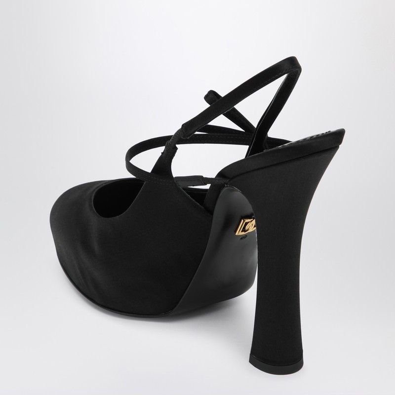 Dolce & Gabbana Dolce&Gabbana High Black Satin Slingback Size US 9 / IT 39 - 2 Thumbnail