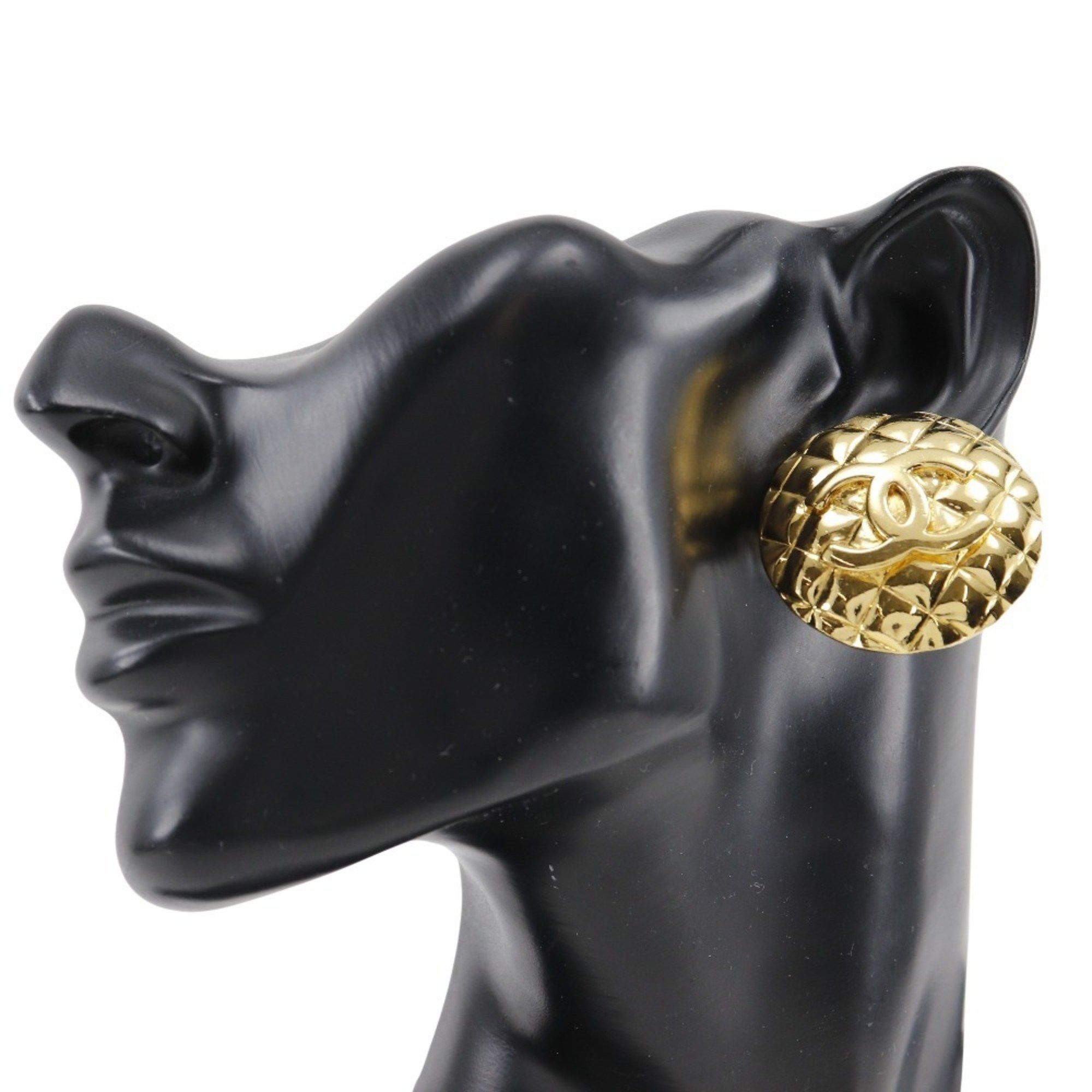 Chanel CHANEL Coco Mark Matelasse Earrings, Gold Plated, 1991, Size 26, Approx. 39.8g, COCO Matelasse, Women's Size ONE SIZE - 2 Thumbnail