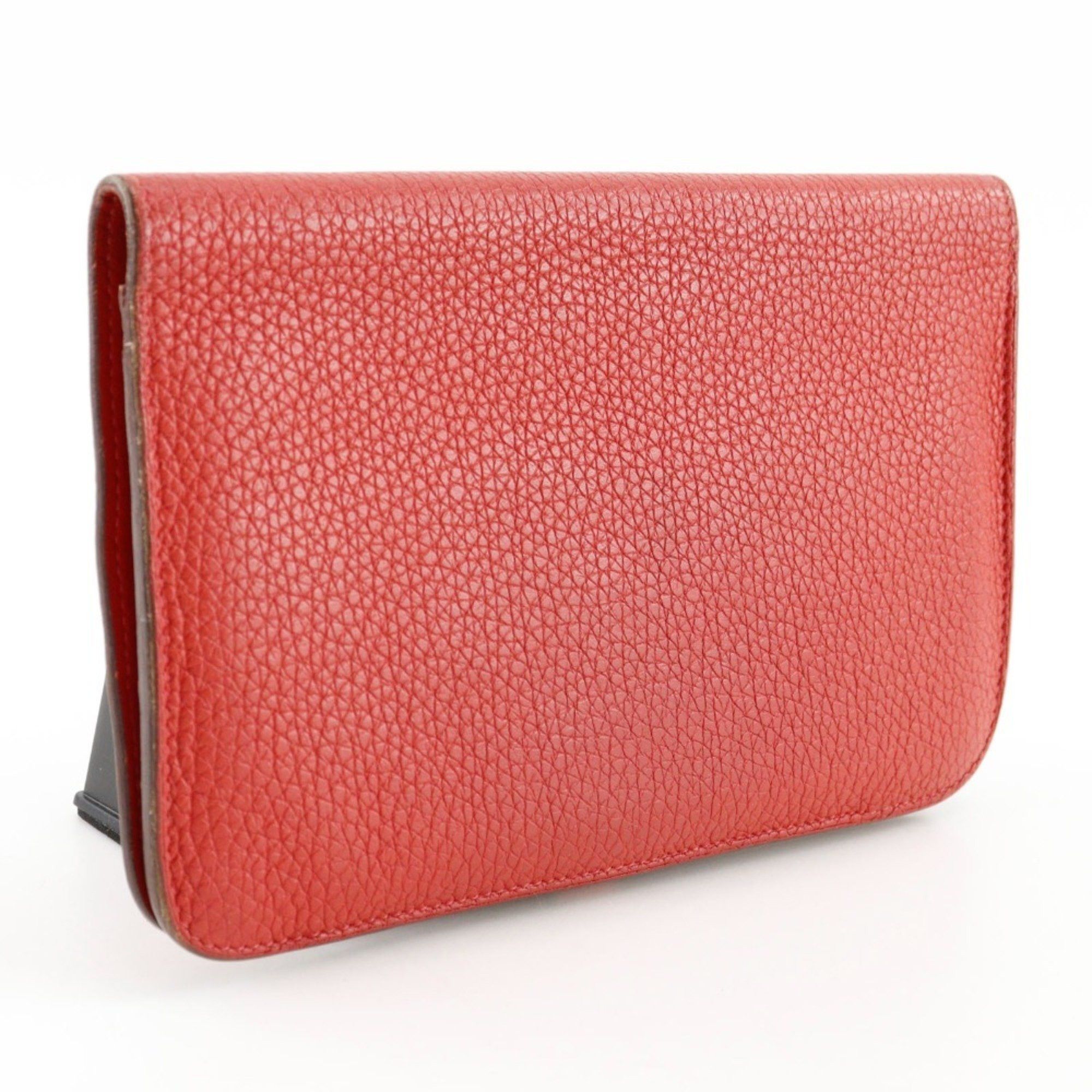 Hermes Hermes Dogon GM Long Wallet Taurillon Clemence 2014 Red □R Belt Clasp Ladies Size ONE SIZE - 3 Thumbnail