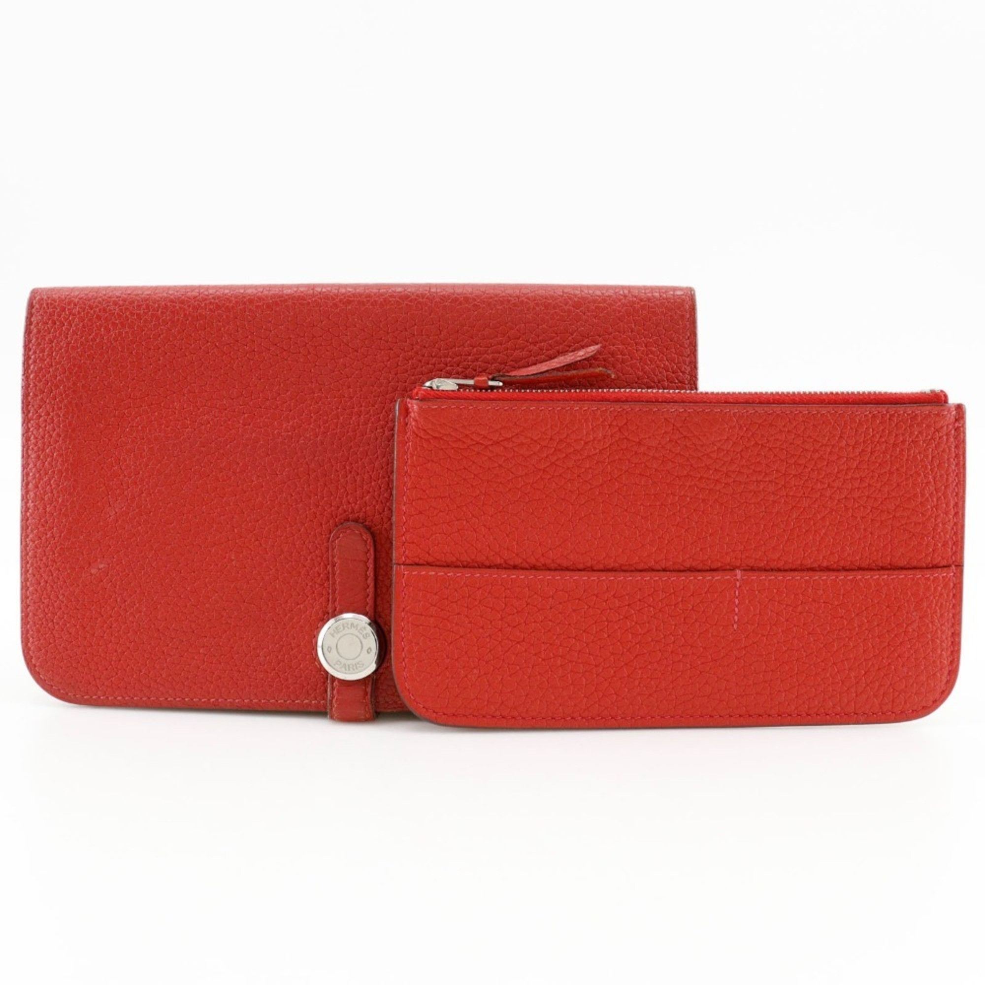 Hermes Hermes Dogon GM Long Wallet Taurillon Clemence 2014 Red □R Belt Clasp Ladies Size ONE SIZE - 16 Thumbnail
