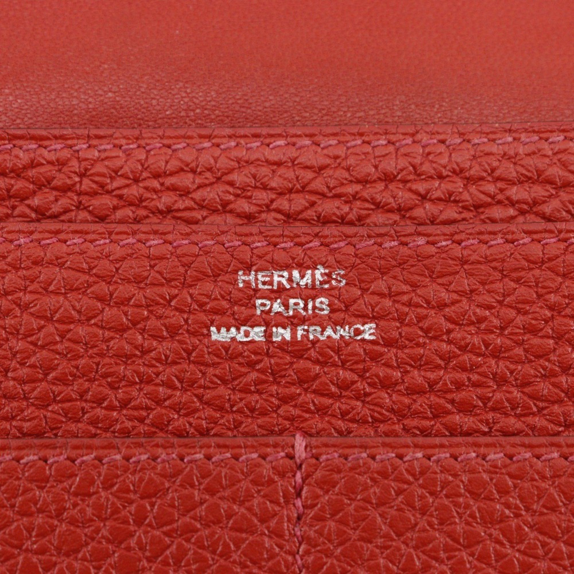 Hermes Hermes Dogon GM Long Wallet Taurillon Clemence 2014 Red □R Belt Clasp Ladies Size ONE SIZE - 14 Thumbnail