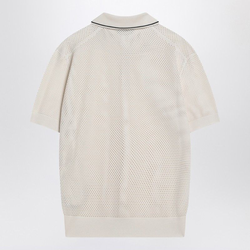 Prada Prada Openwork Talc-Coloured Polo In Cotton And Silk Size US L / EU 52-54 / 3 - 2 Thumbnail