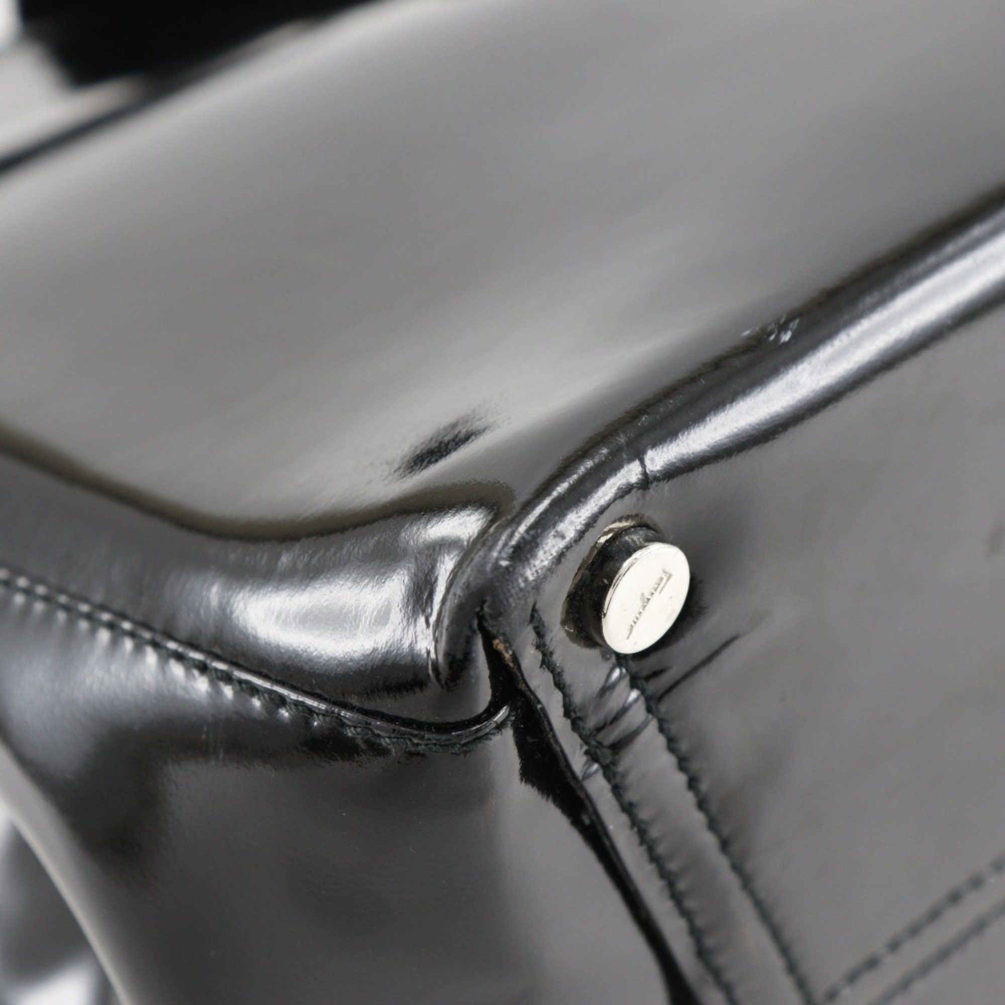 Salvatore Ferragamo Salvatore Ferragamo Vara handbag, patent leather, black, Vala, women's Size ONE SIZE - 4 Thumbnail