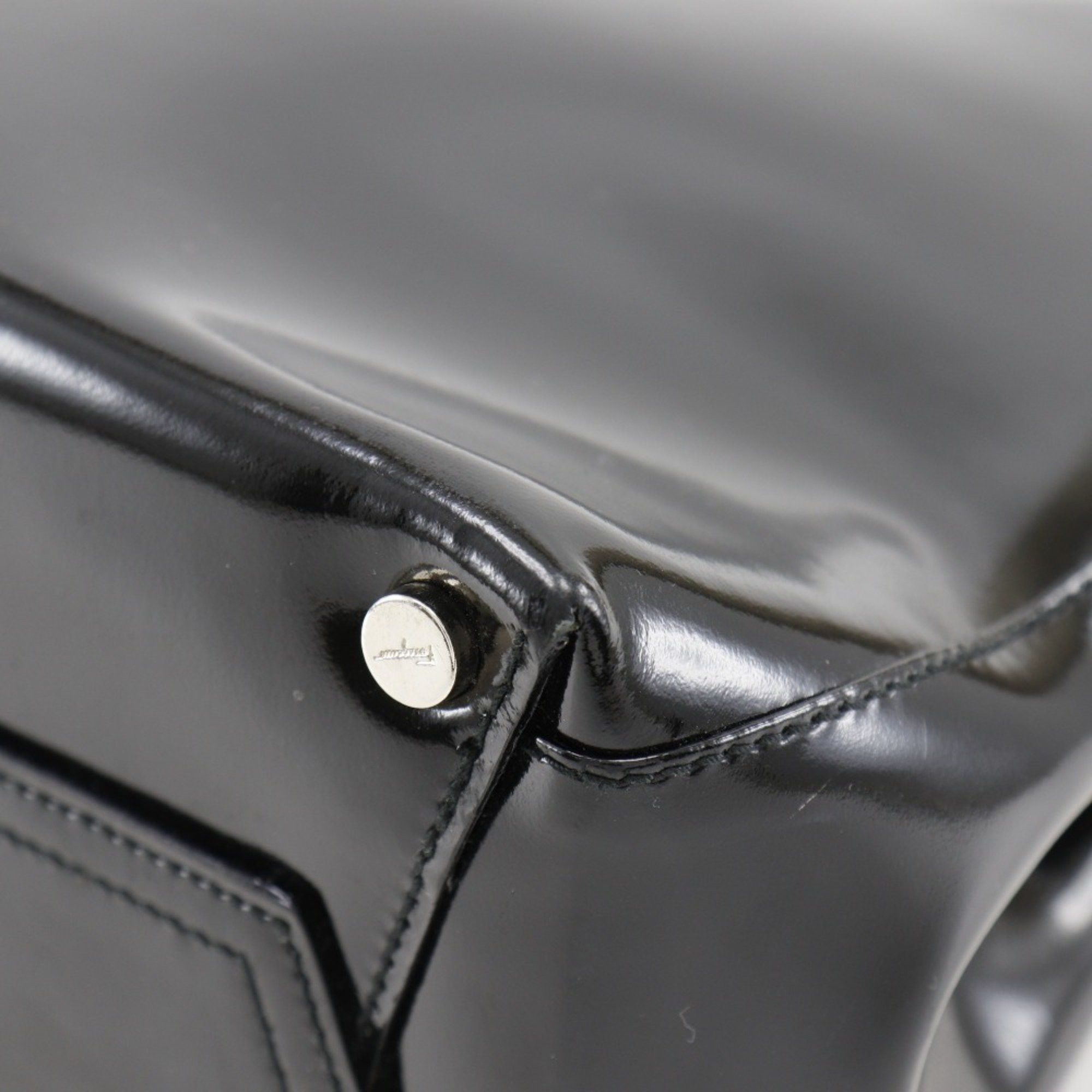 Salvatore Ferragamo Salvatore Ferragamo Vara handbag, patent leather, black, Vala, women's Size ONE SIZE - 7 Thumbnail