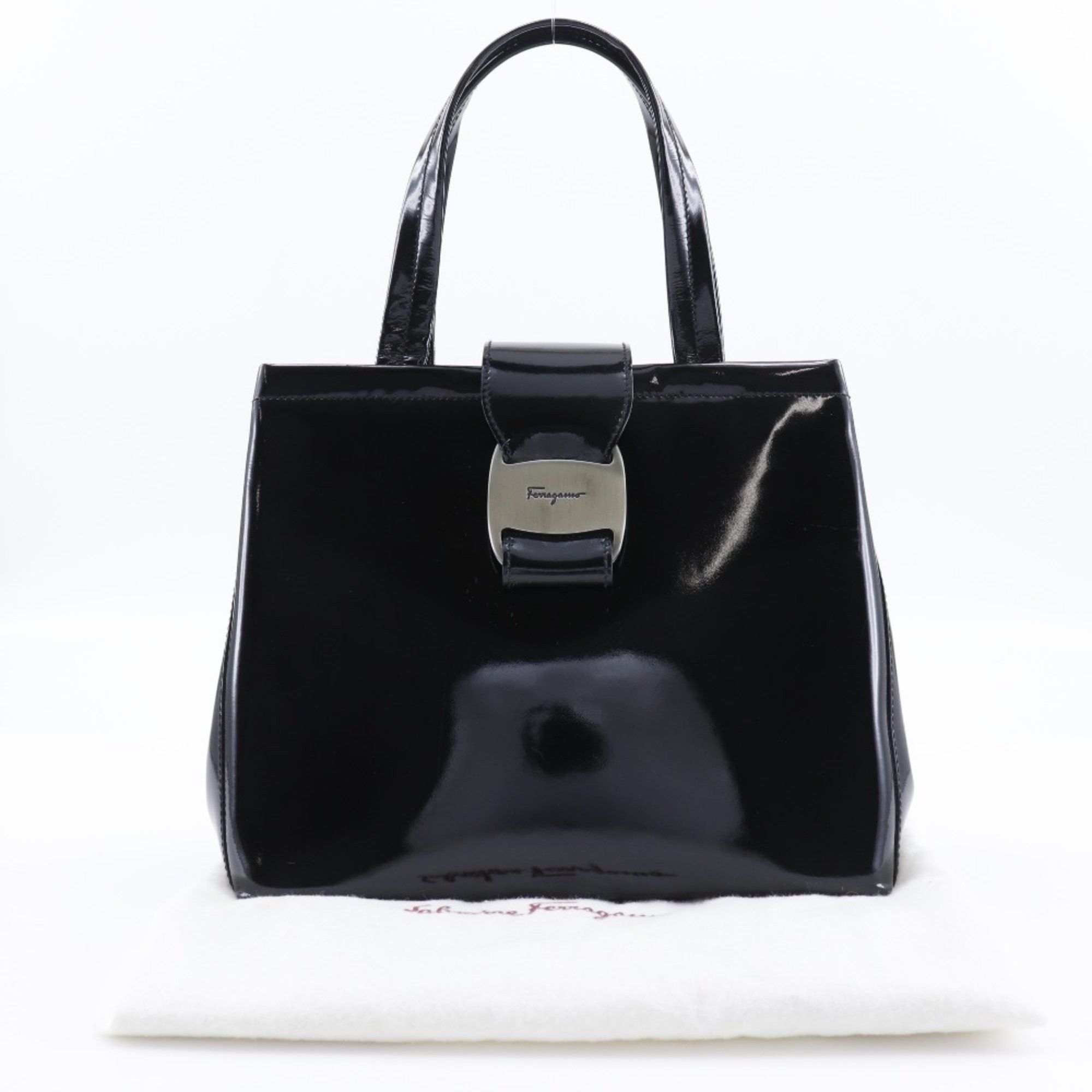 Salvatore Ferragamo Salvatore Ferragamo Vara handbag, patent leather, black, Vala, women's Size ONE SIZE - 14 Thumbnail
