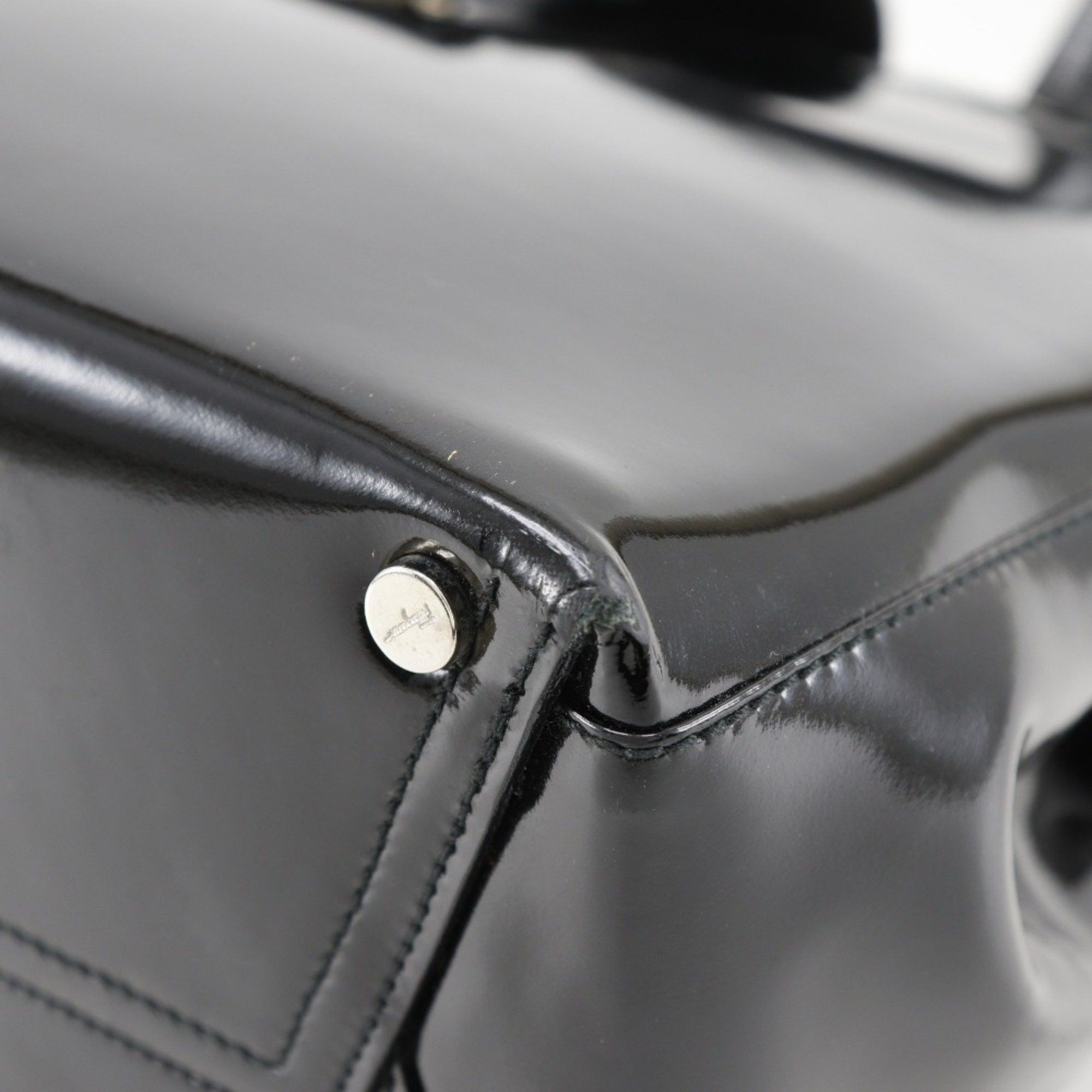 Salvatore Ferragamo Salvatore Ferragamo Vara handbag, patent leather, black, Vala, women's Size ONE SIZE - 5 Thumbnail