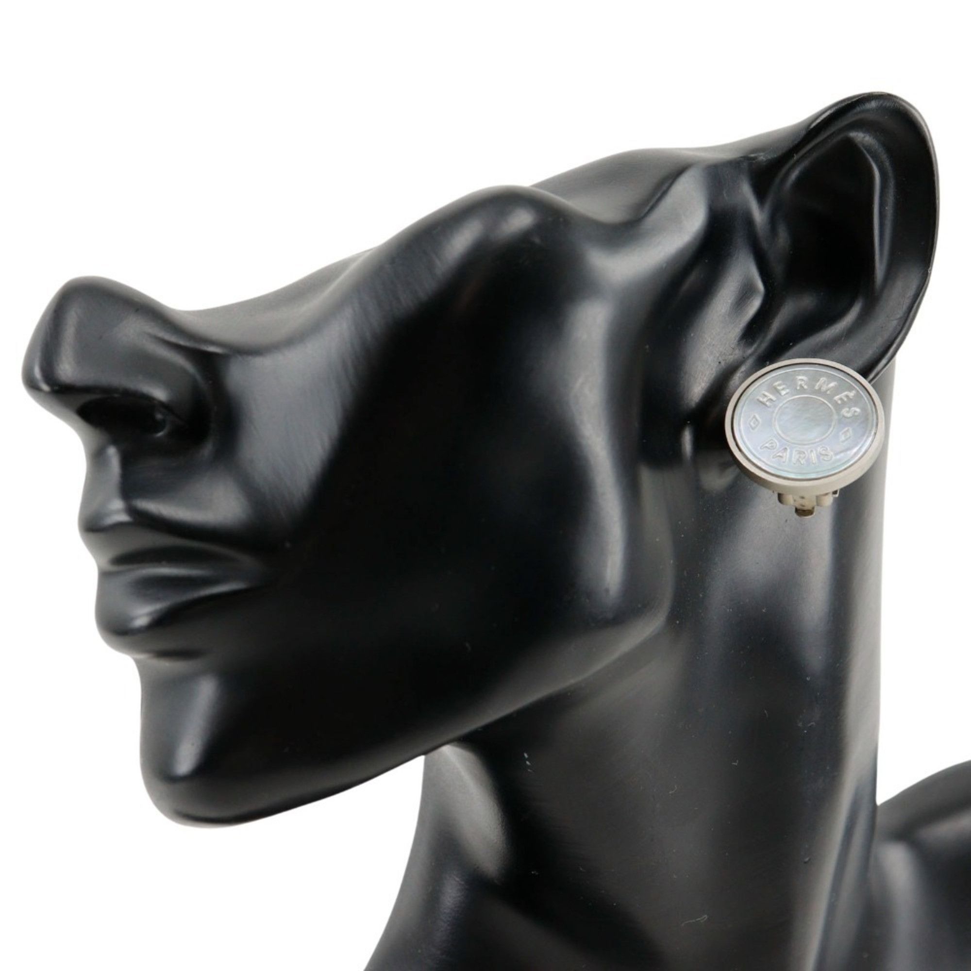 Hermes Hermes Seria Earrings BIJOUTERIE FANTAISIE x Shell Silver Approx. 12.0g Ceria Women's Size ONE SIZE - 2 Thumbnail