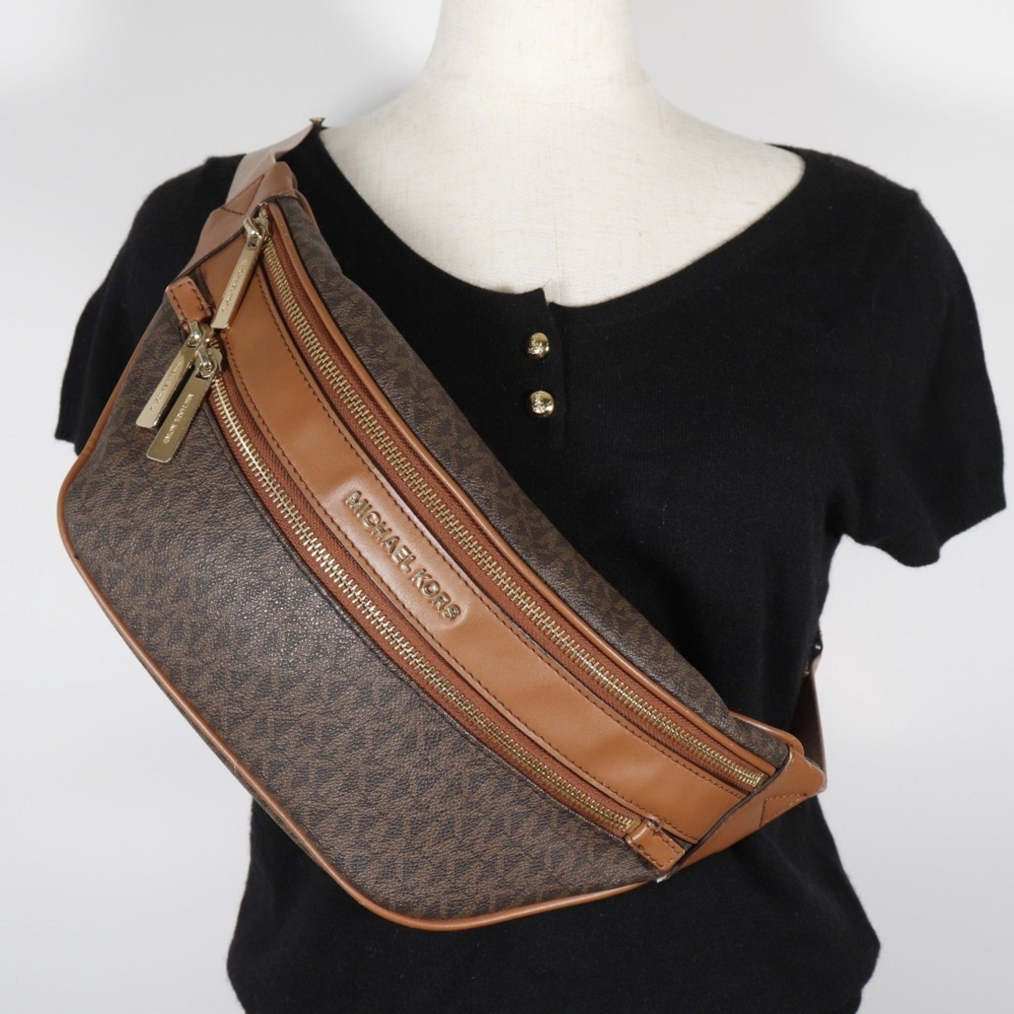 Michael Kors Michael Kors body bag, waist PVC, brown, unisex Size ONE SIZE - 12 Thumbnail