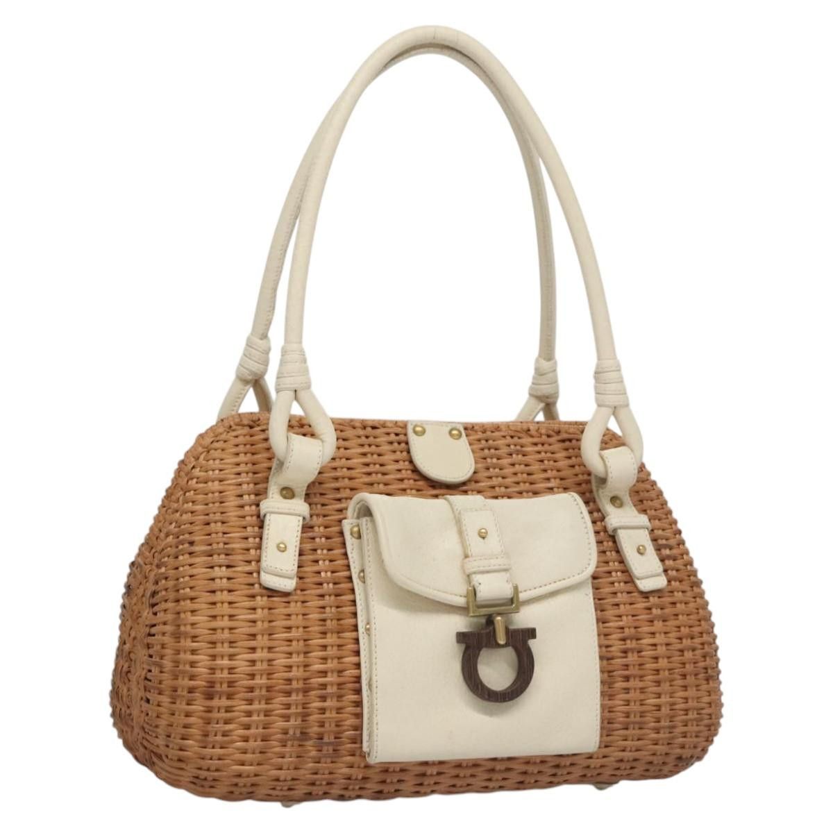 Salvatore Ferragamo Gancini Brown Wicker Handbag (Pre-Owned) Size ONE SIZE - 18 Thumbnail