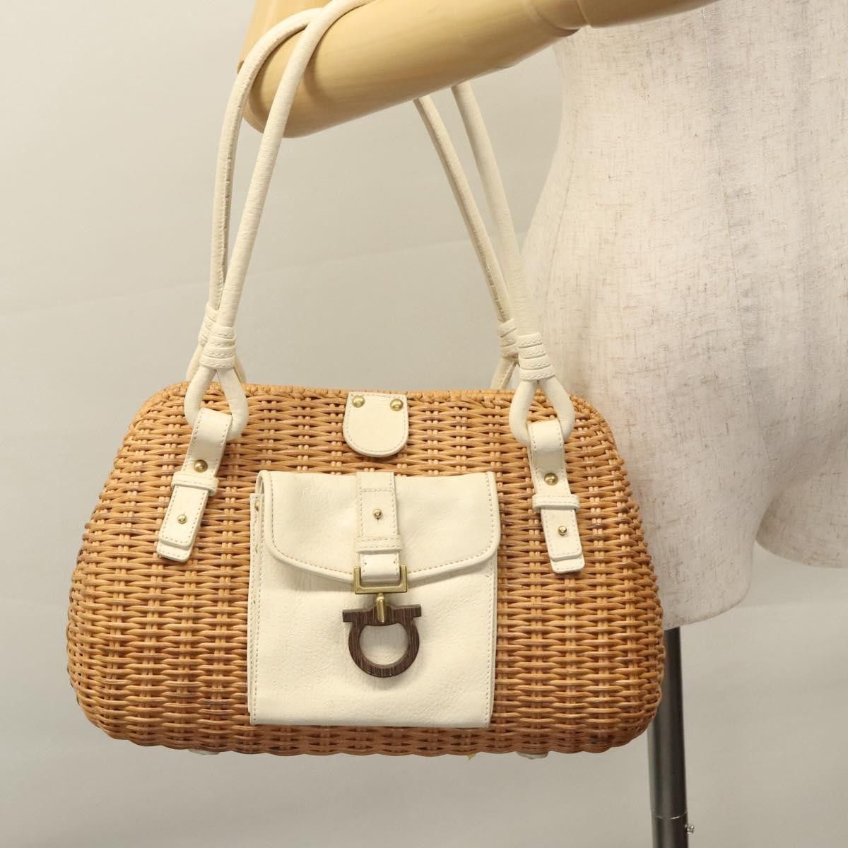 Salvatore Ferragamo Gancini Brown Wicker Handbag (Pre-Owned) Size ONE SIZE - 17 Thumbnail