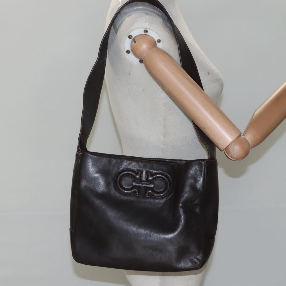 Salvatore Ferragamo Gancini Brown Leather Shoulder Bag (Pre-Owned) Size ONE SIZE - 15 Thumbnail