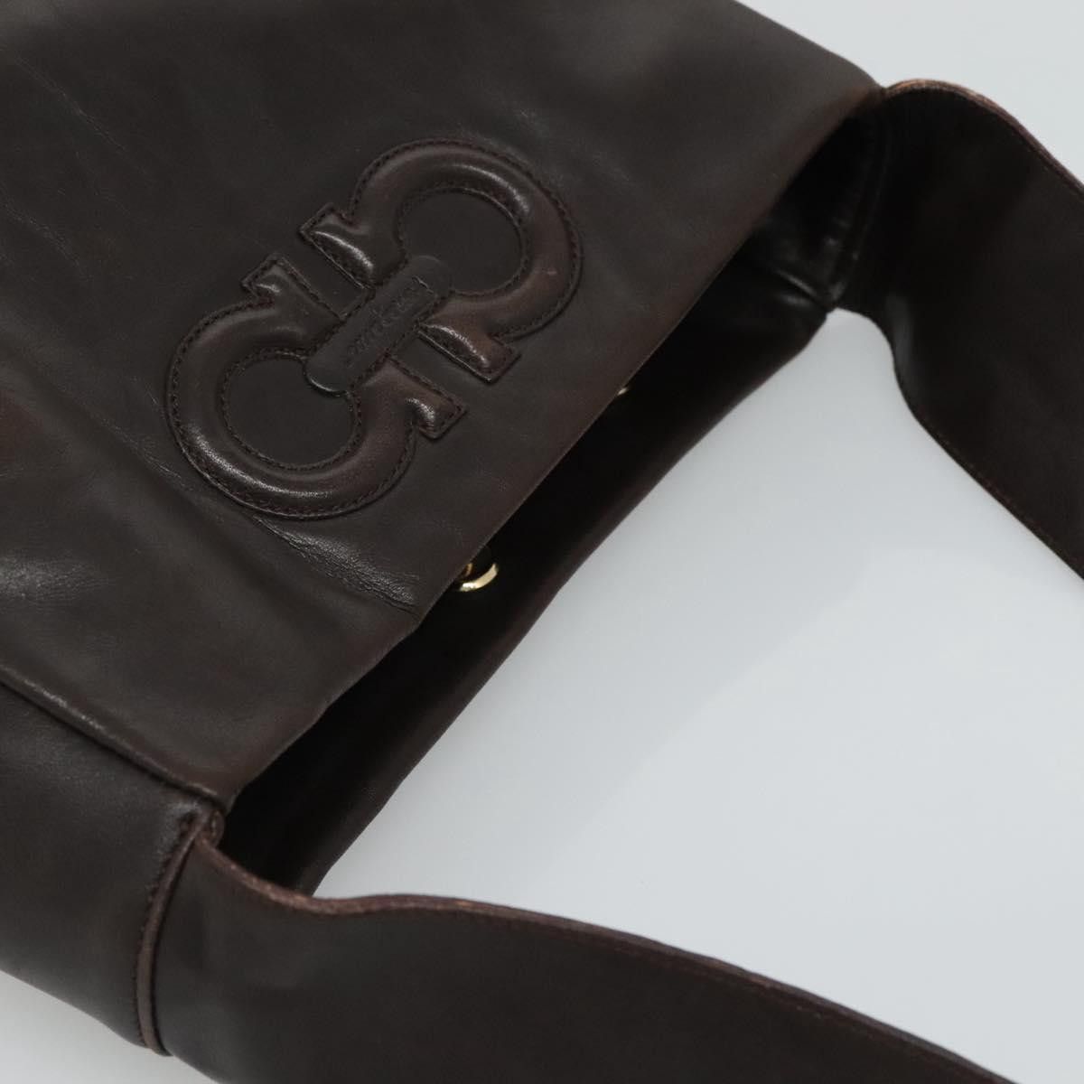 Salvatore Ferragamo Gancini Brown Leather Shoulder Bag (Pre-Owned) Size ONE SIZE - 5 Thumbnail