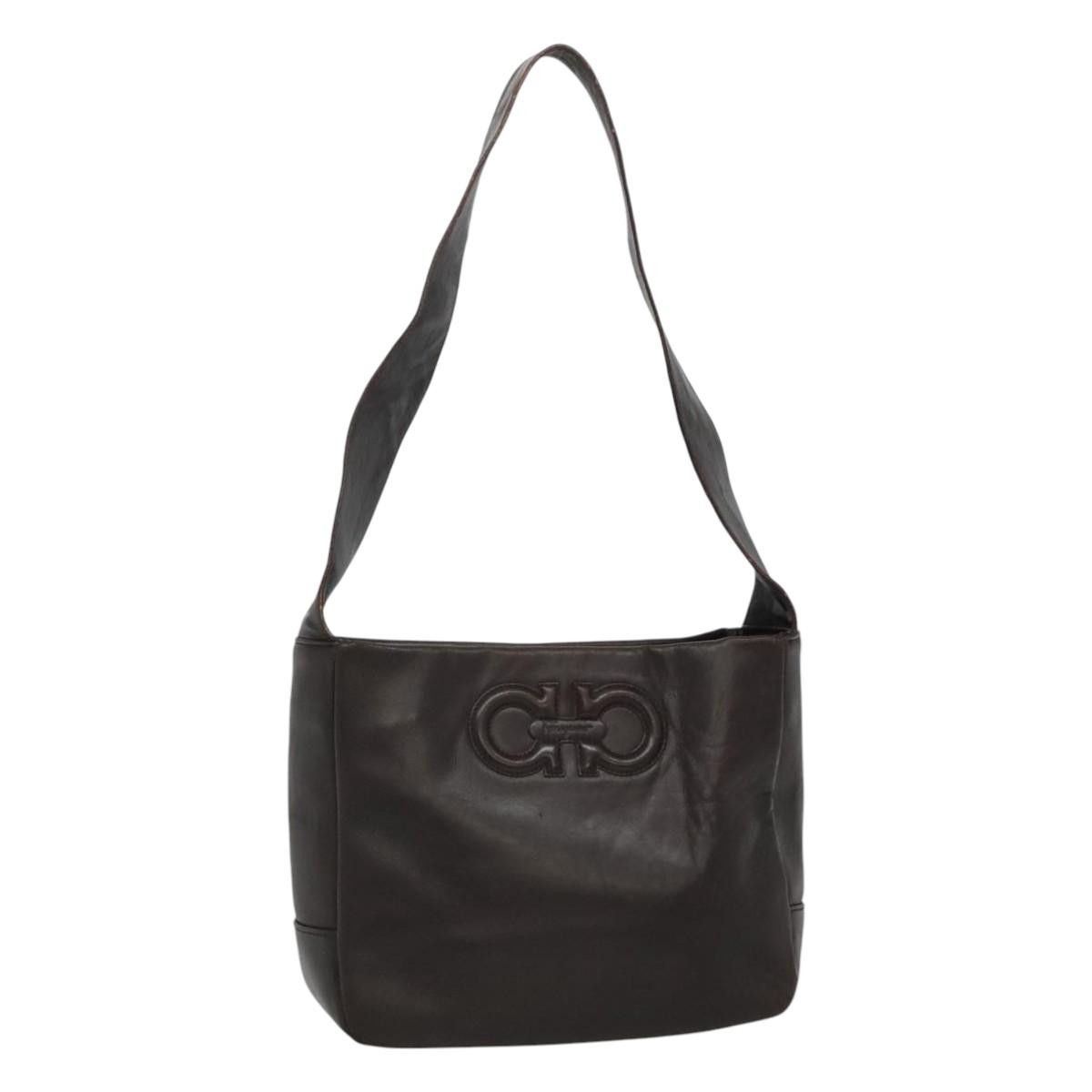 Salvatore Ferragamo Gancini Brown Leather Shoulder Bag (Pre-Owned) Size ONE SIZE - 16 Thumbnail