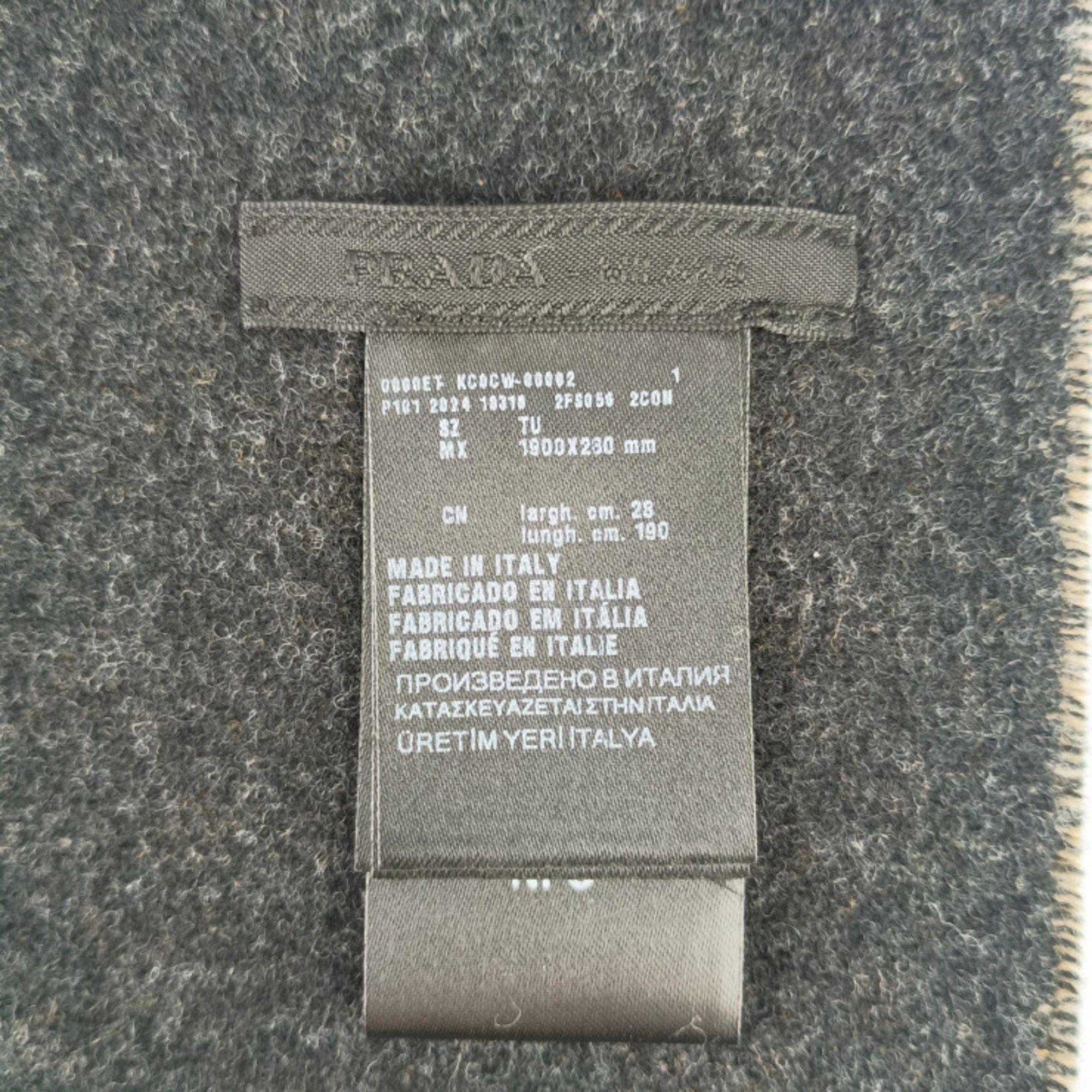 Prada PRADA Scarf DOUBLE SYMBOLE 2FS056 ANTRACITE Grey NOISETTE Beige Wool Cashmere Men's Size ONE SIZE - 4 Thumbnail