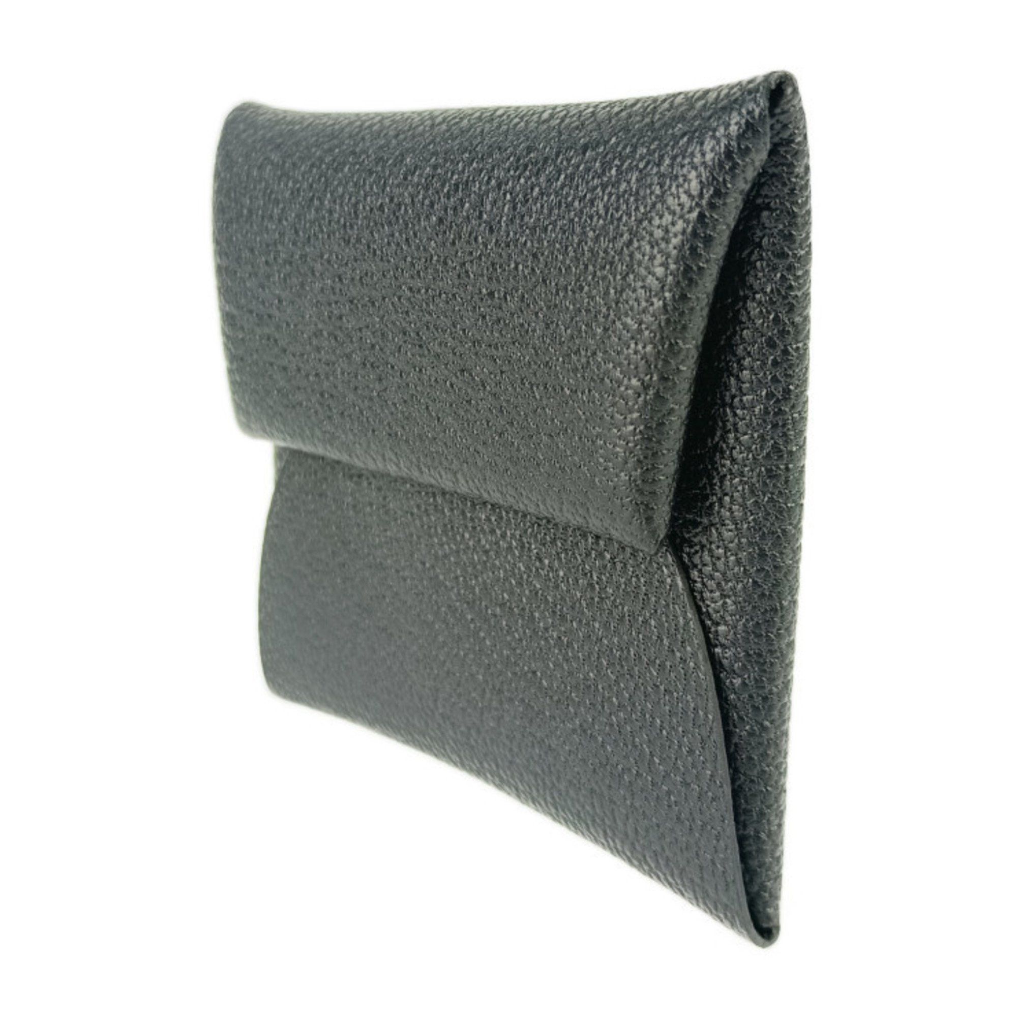 Hermes HERMES Bastia Wallet/Coin Case - Black Chevre Men's Women's Coin Purse W Engraved Size ONE SIZE - 2 Thumbnail