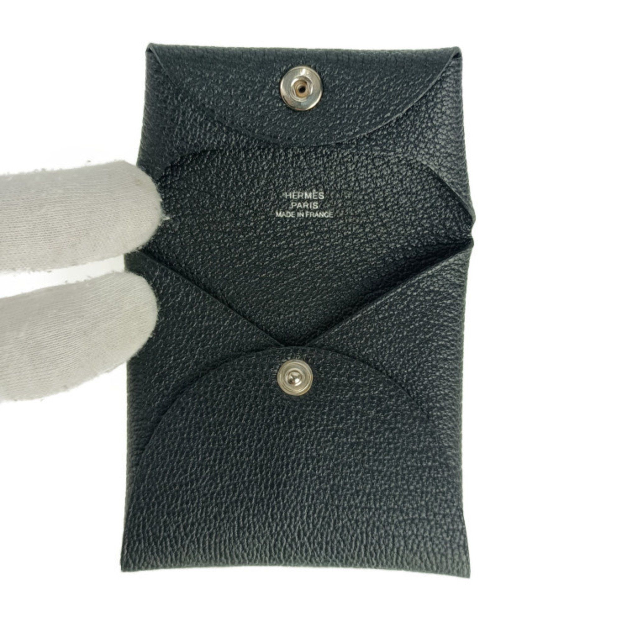 Hermes HERMES Bastia Wallet/Coin Case - Black Chevre Men's Women's Coin Purse W Engraved Size ONE SIZE - 7 Thumbnail