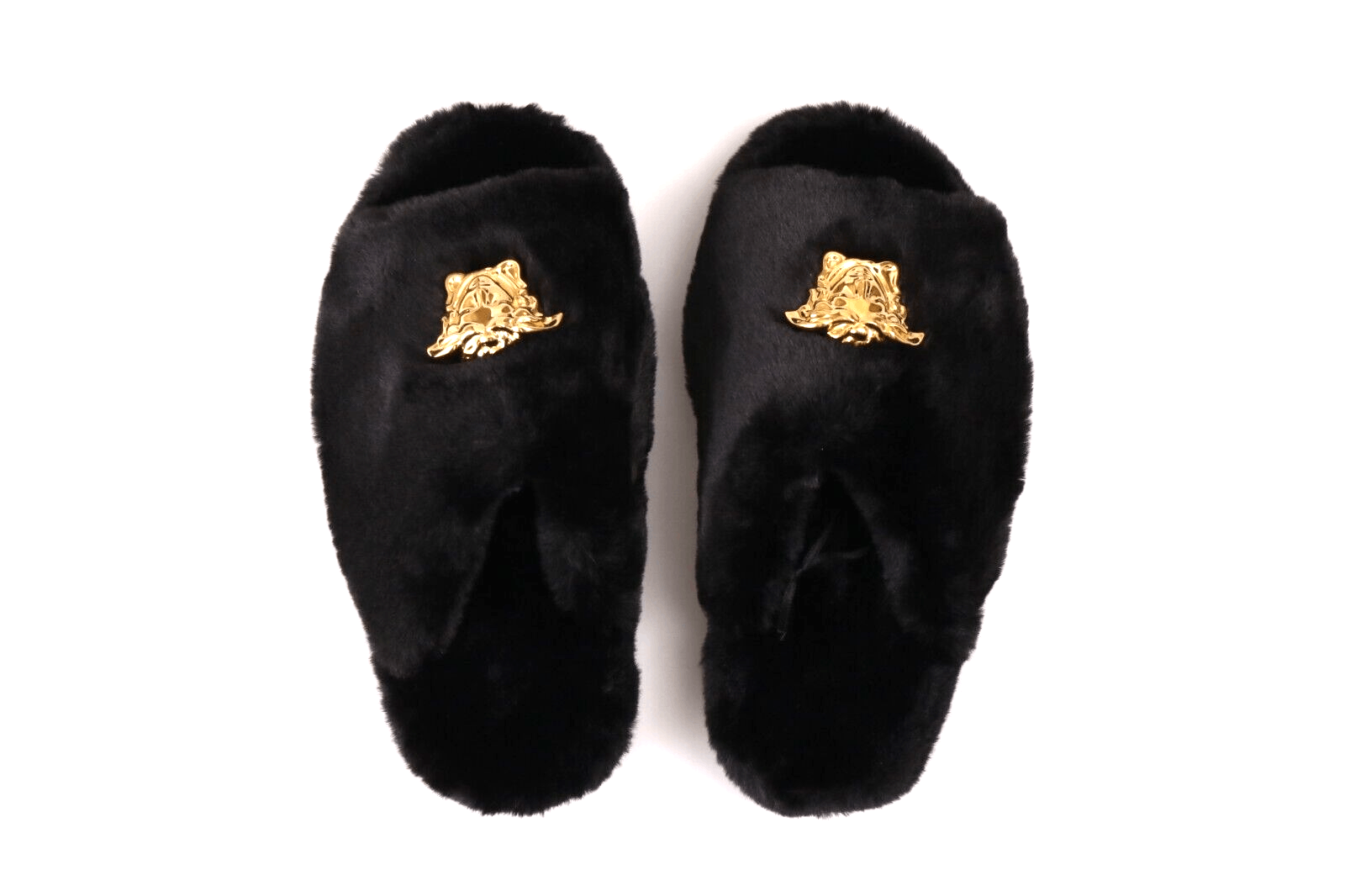 Versace VERSACE Medusa Icon Faux Fur Slippers Black Size US 6 / IT 36 - 3 Thumbnail