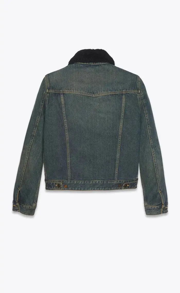 Saint Laurent Paris Jacket with Shearling in Dark Dirty Vintage Blue Denim Size US S / EU 44-46 / 1 - 2 Thumbnail
