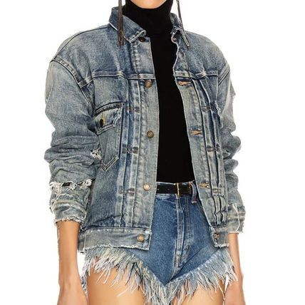 Saint Laurent Paris Destroyed Jacket in '70s Blue Trash Denim Size US XS / EU 42 / 0 - 6 Thumbnail