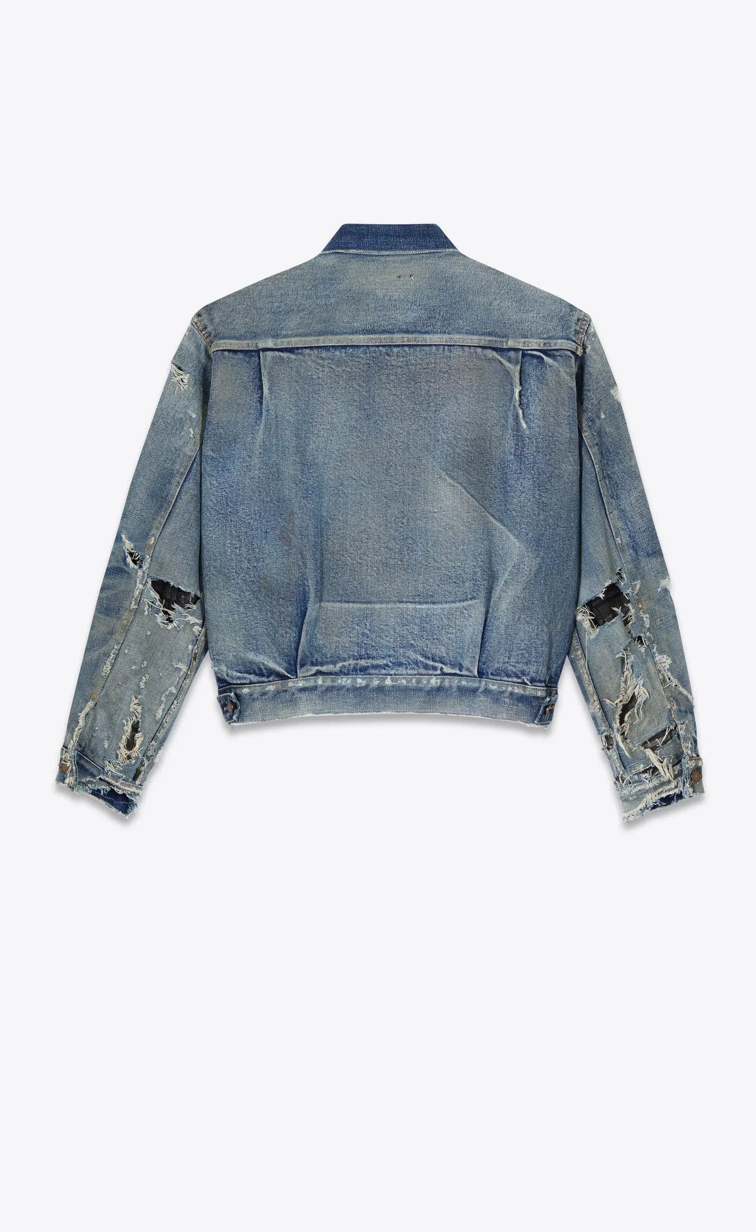 Saint Laurent Paris Destroyed Jacket in '70s Blue Trash Denim Size US XS / EU 42 / 0 - 2 Thumbnail