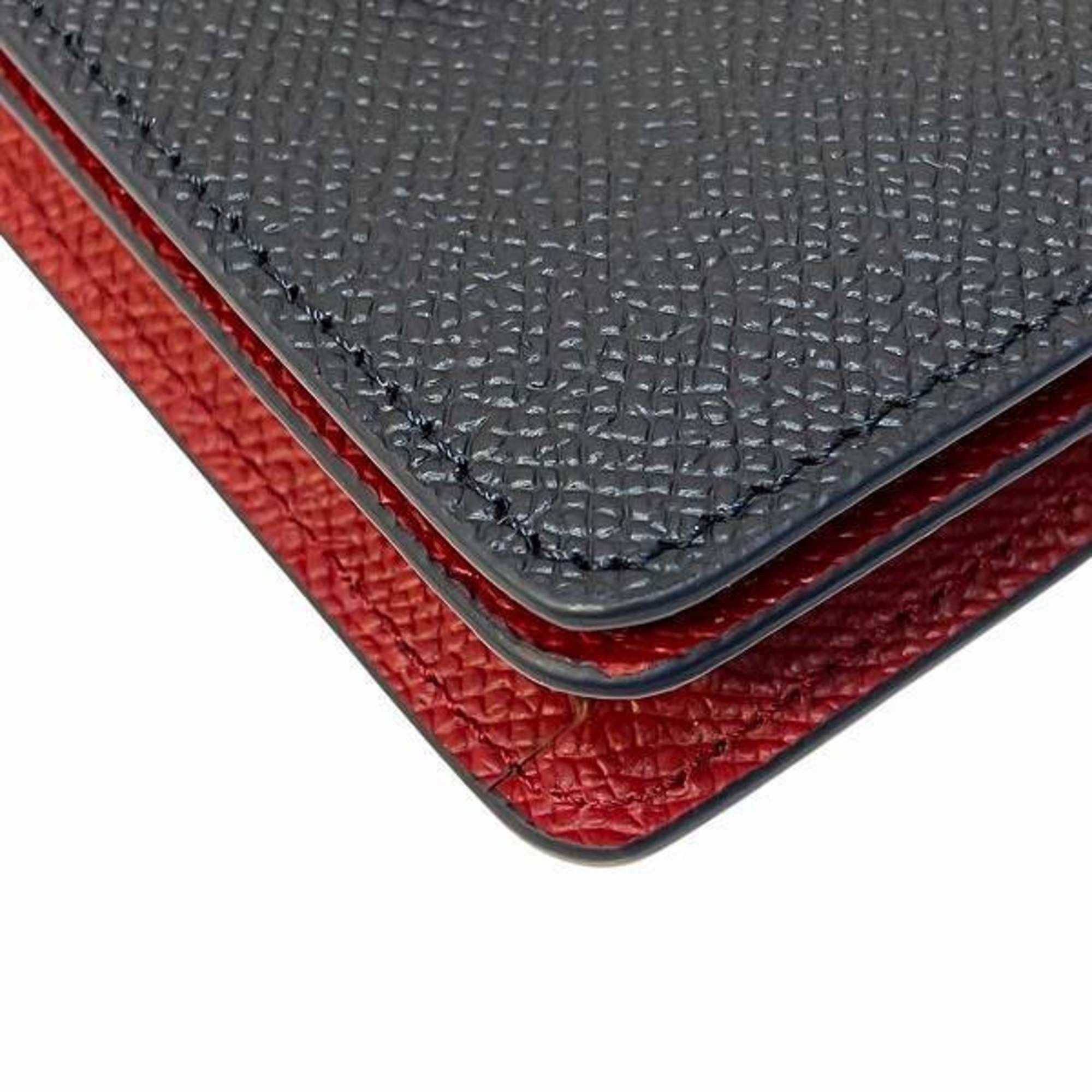 Tod's Tod's Business Card Holder/Card Case Navy x Red Leather Accessories Holder Men's Women's Size ONE SIZE - 8 Thumbnail