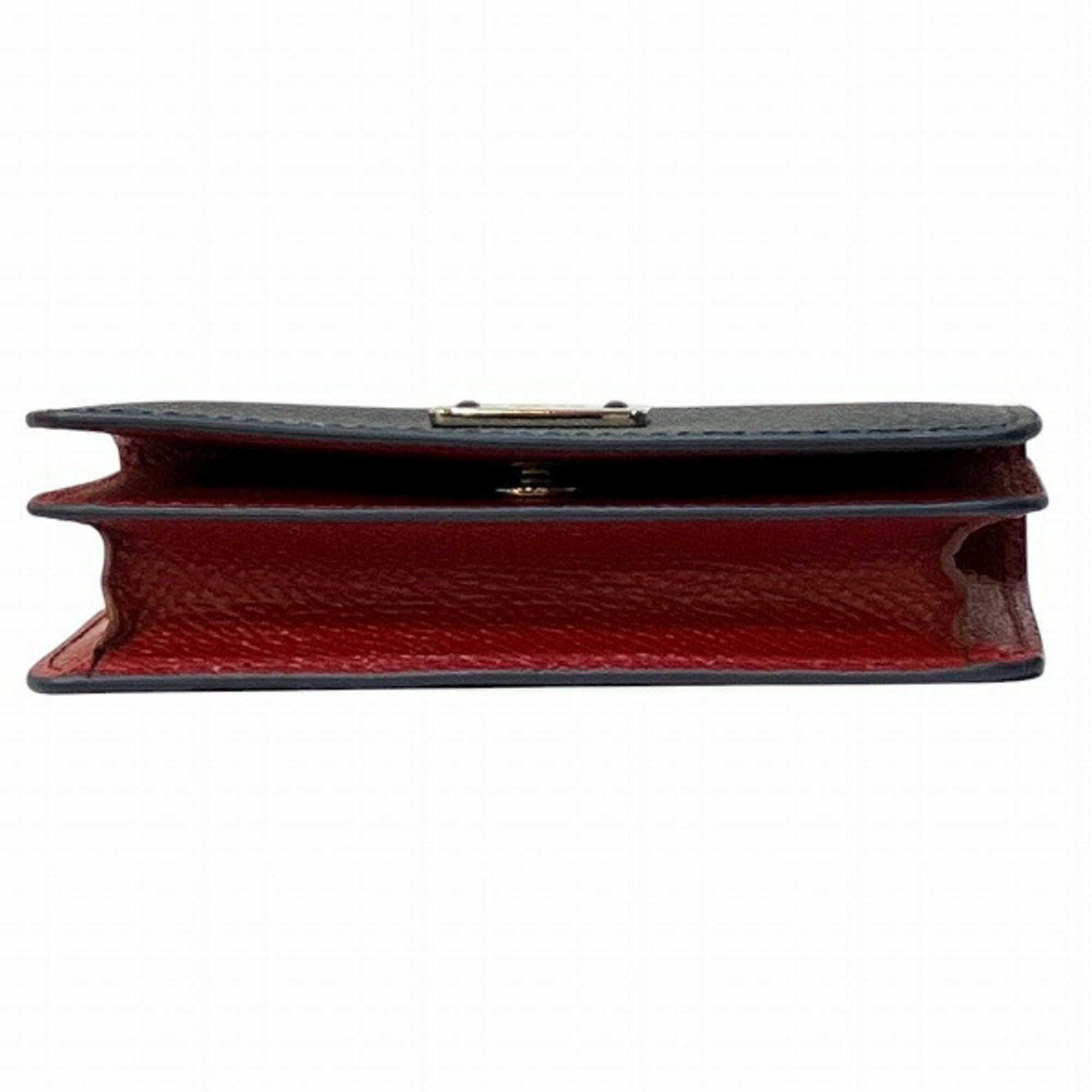 Tod's Tod's Business Card Holder/Card Case Navy x Red Leather Accessories Holder Men's Women's Size ONE SIZE - 2 Thumbnail